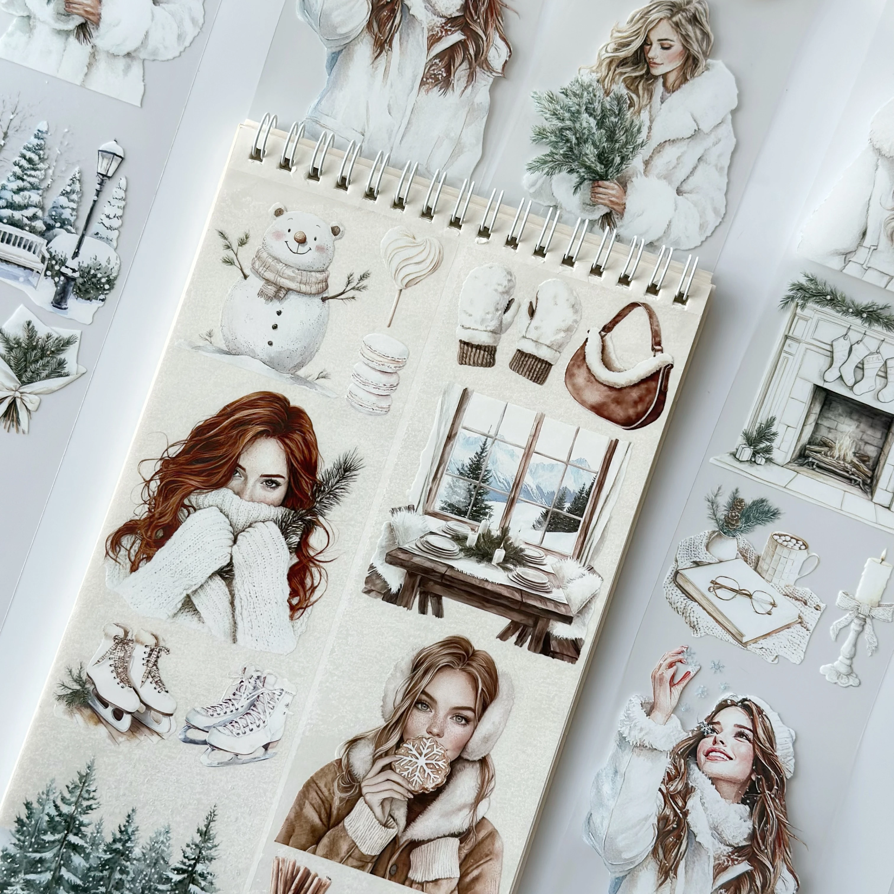 Winter Serenity Pet Tape – Cozy White Aesthetic, Winter Girl Art, Snowy Cottage Scene, Scandinavian Christmas Style, Tax Included – SRP166