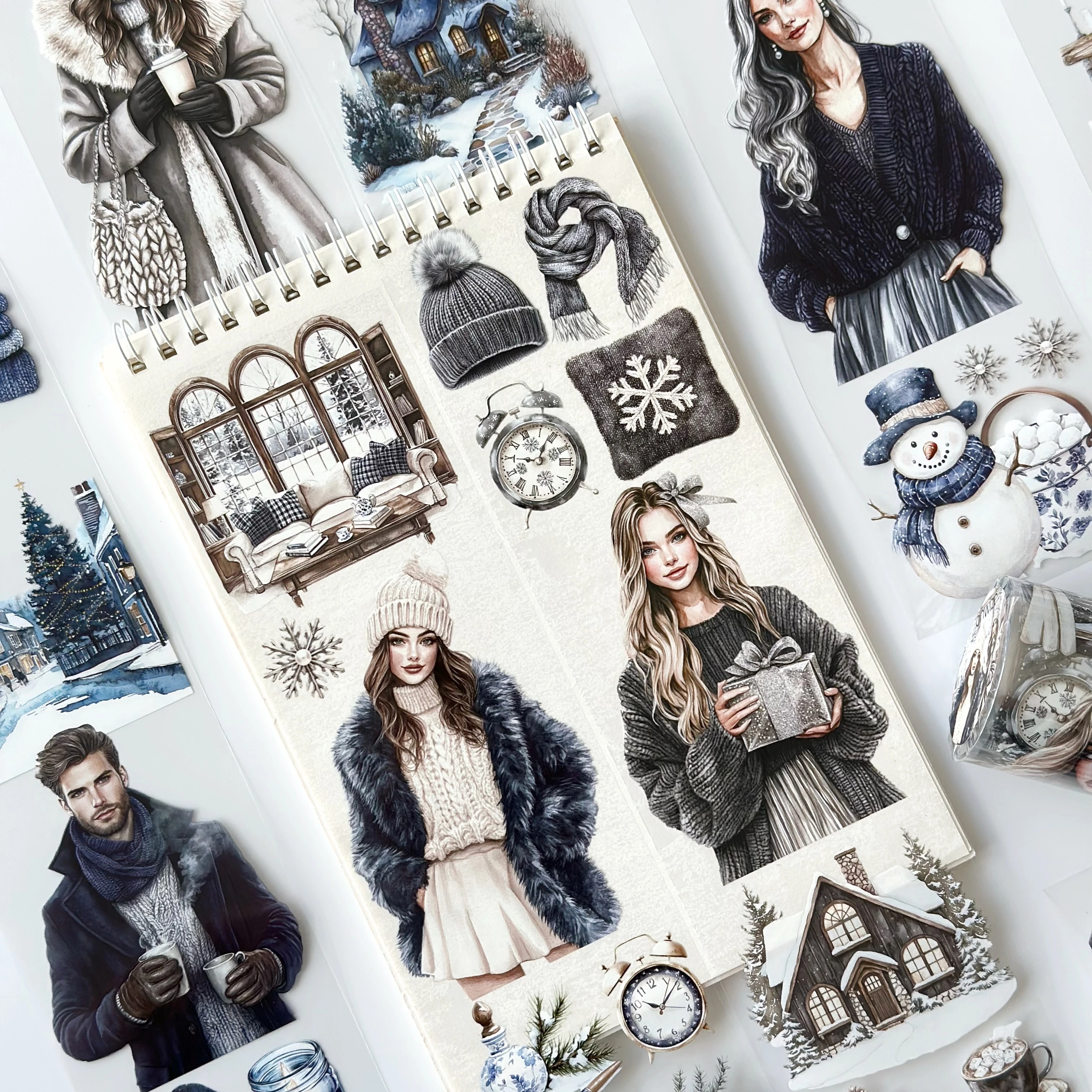 Winter Serenity Fashion Girl Pet Tape – Cozy Winter Aesthetic, Snowy Home Scene, Elegant Blue Tones, Tax Included – SRP160