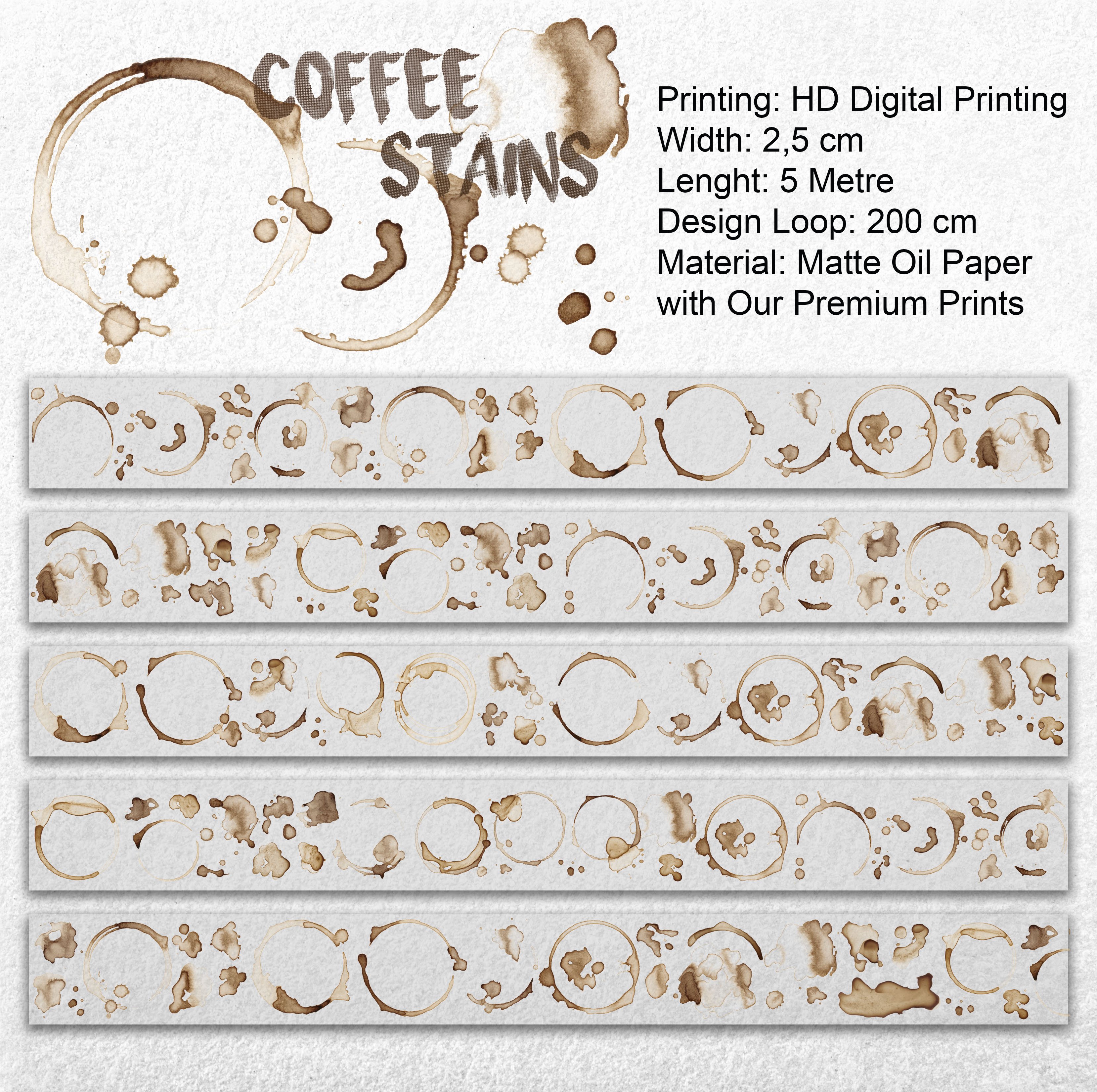 Scrapbook New Coffee Stains-Matte Oil Tape