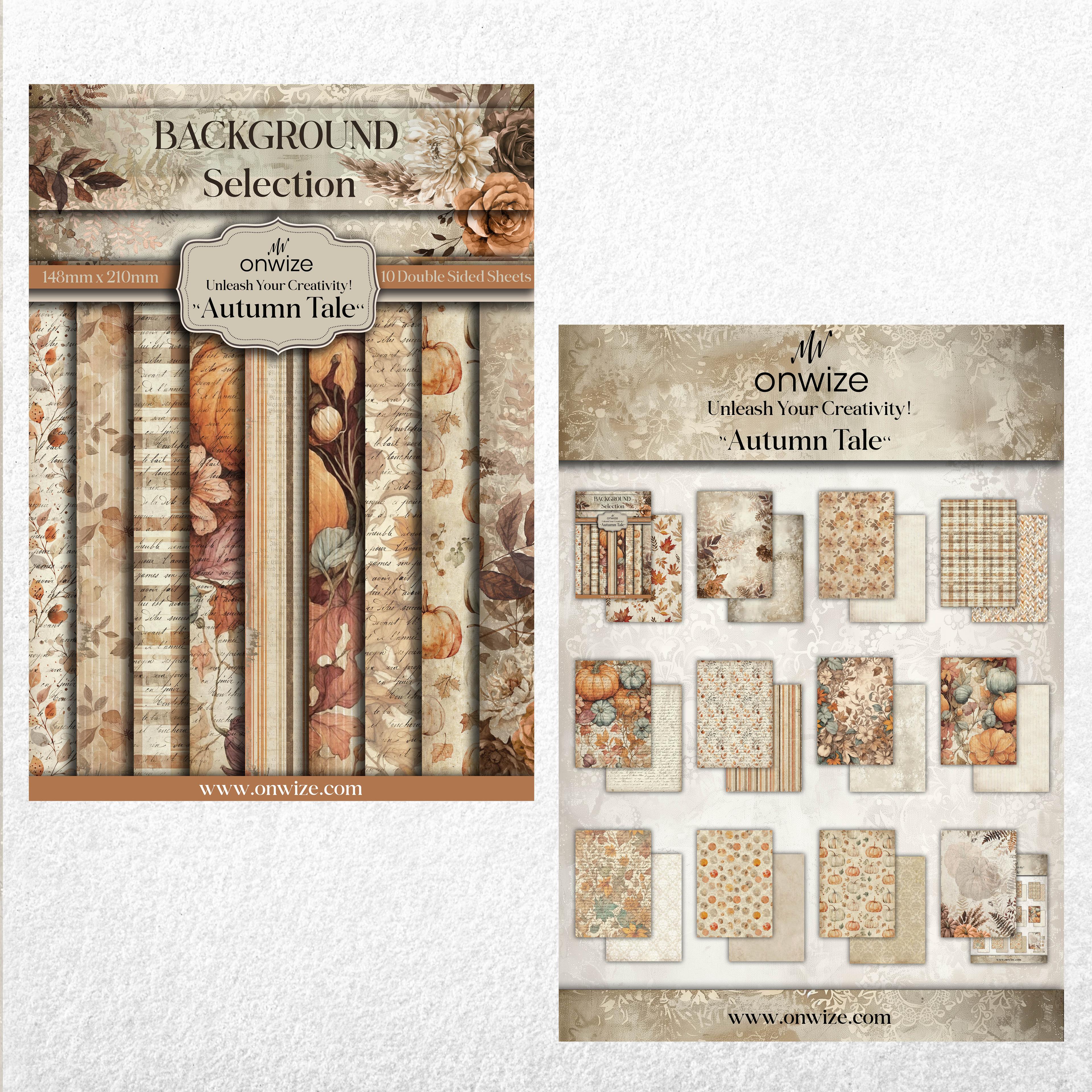 Scrapbooking 'Autumn Tale' 10 sheets 148x210mm (5"X8") 220 gsm Backgrounds Selection