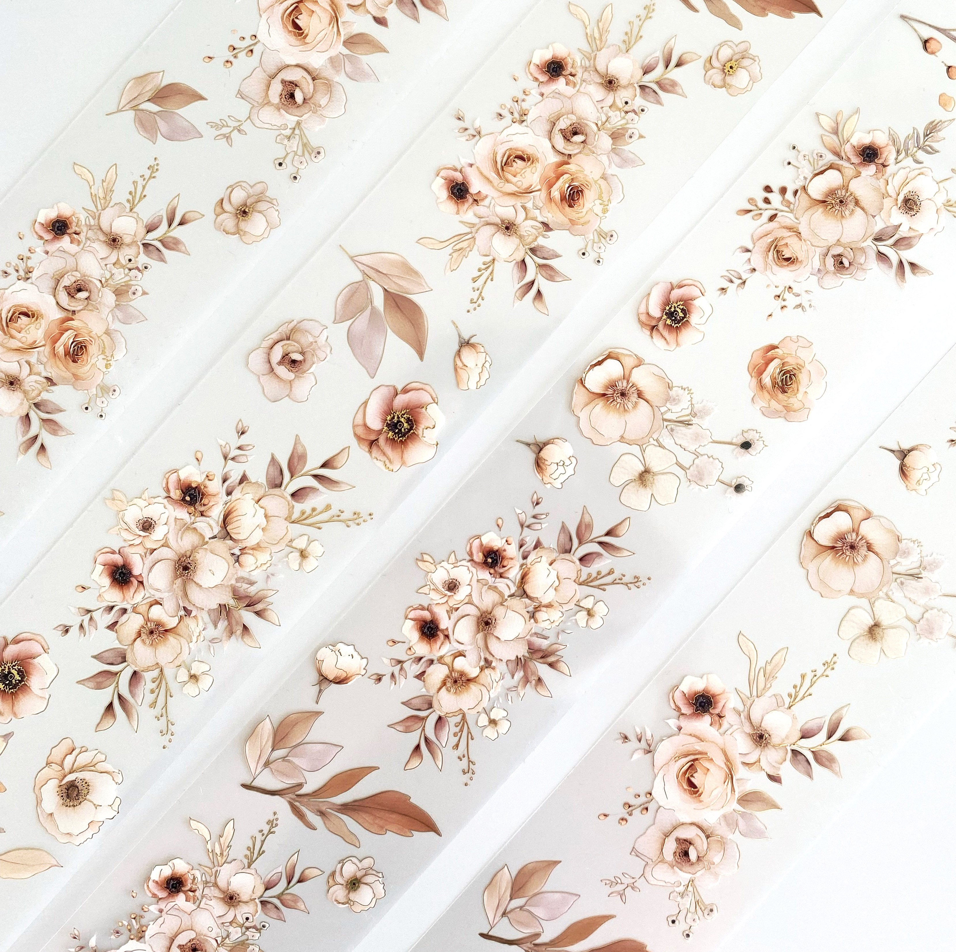 5 Meters Scrapbook Magic Beige Flowers Holo Gold Foil Tape