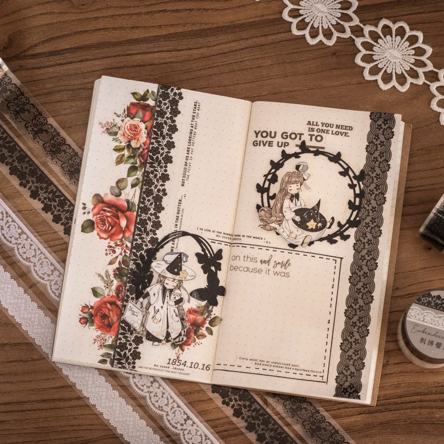 2 Pcs Scrapbook Journal Lace Pet Sticker Set (2 Meters)