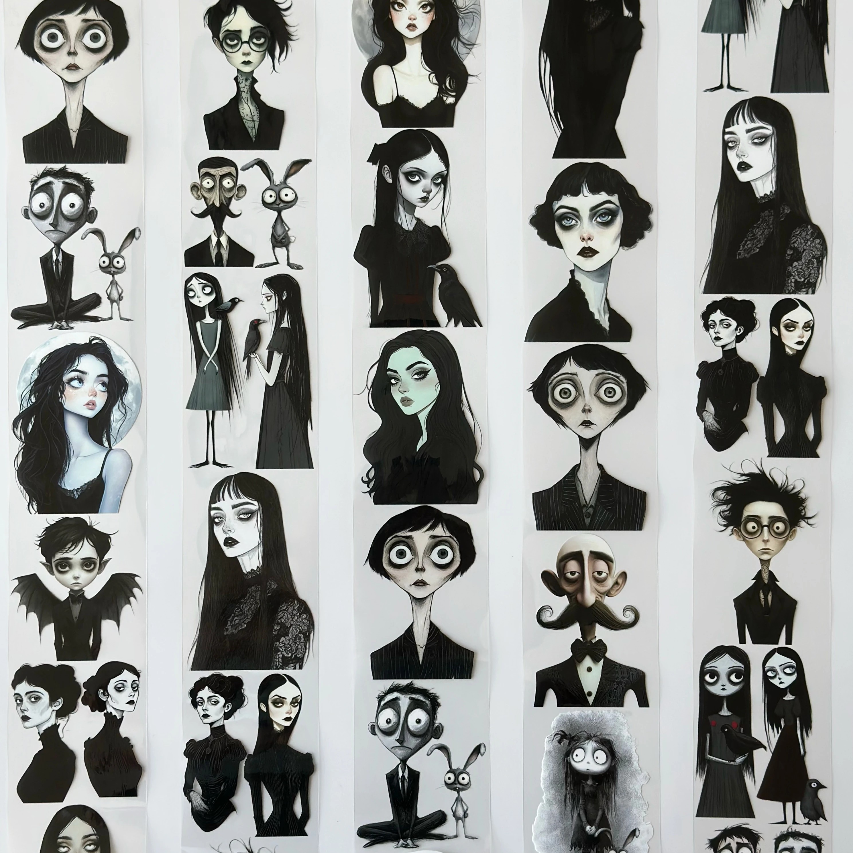 Gothic Family Pet Tape – Dark Aesthetic Characters, Tim Burton Style Art, Creepy Cute Halloween Tape, Tax Included – SRP163