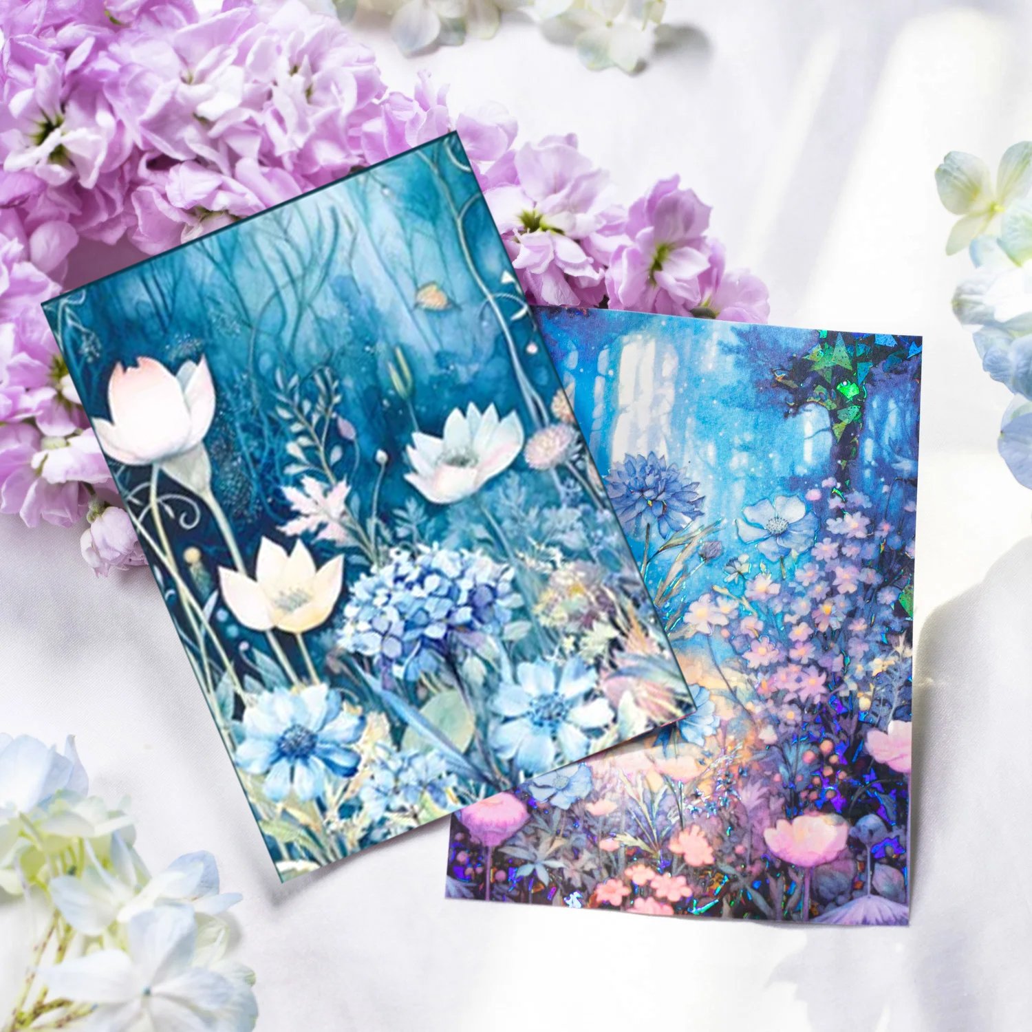 5 Pcs Scrapbook Magical Blue Flowers Page Sticker Set