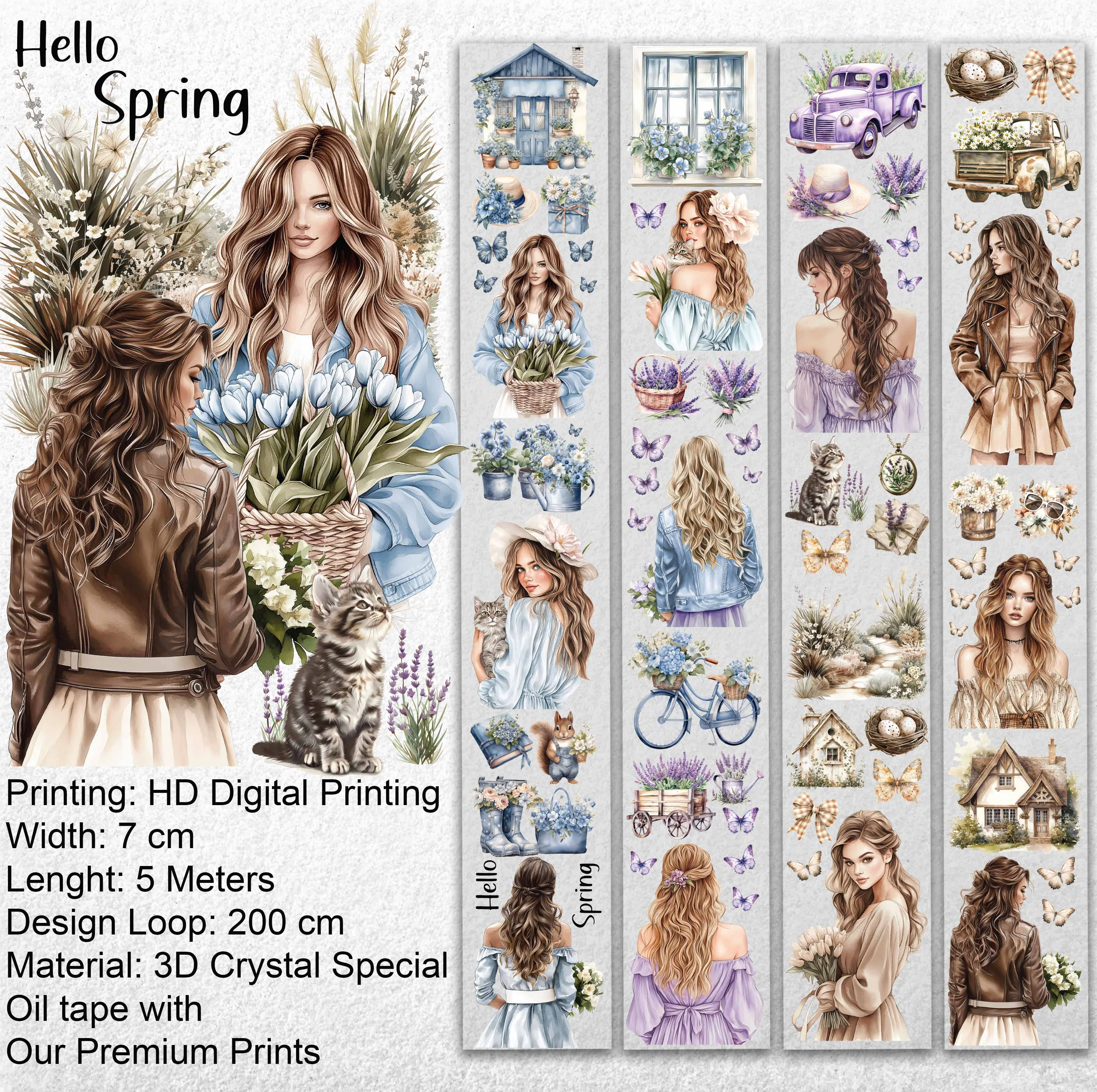 Scrapbook Hello Spring -3D Crystal Special Oil tape