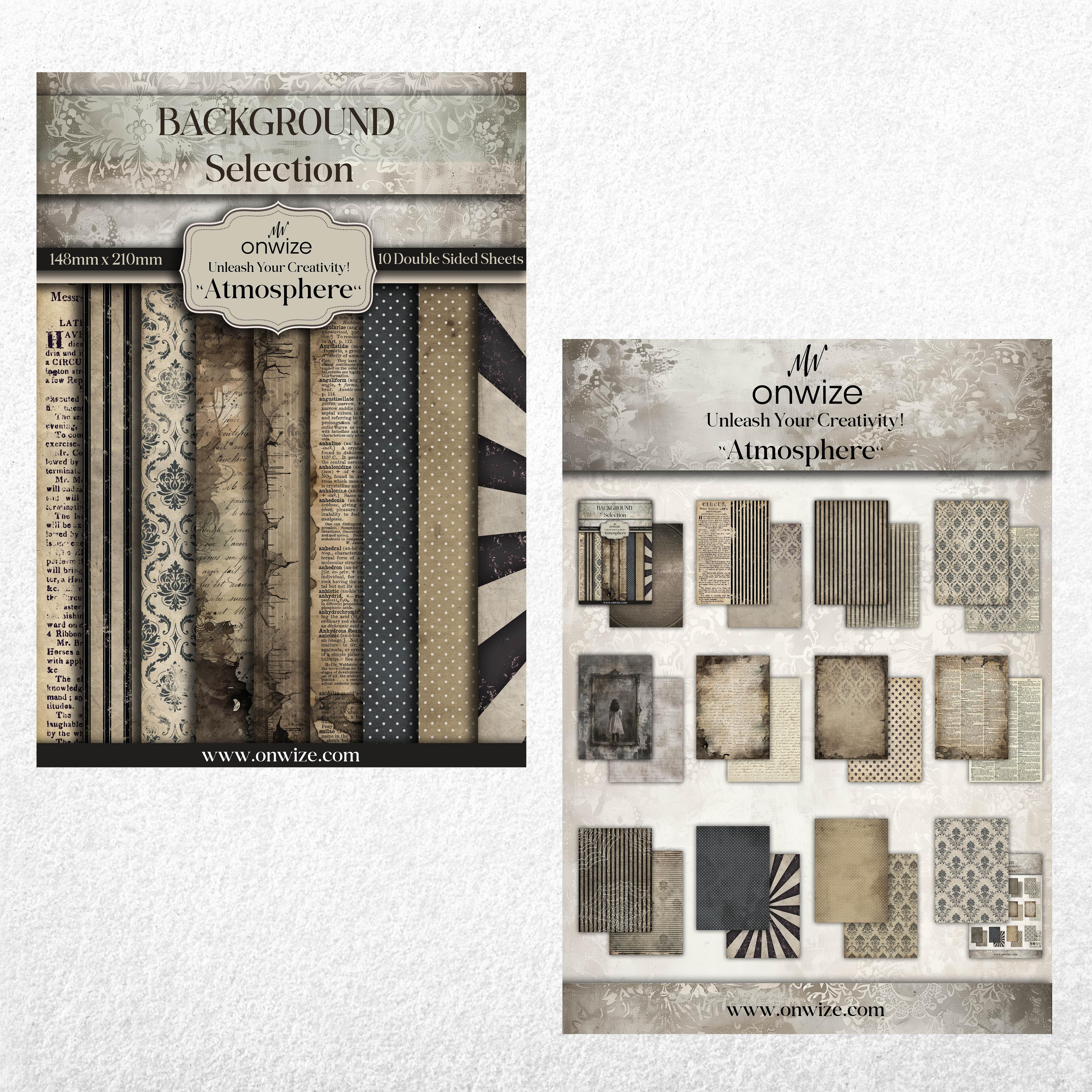 Scrapbooking 'Atmosphere' 10 sheets 148x210mm (5"X8") 220 gsm Backgrounds Selection