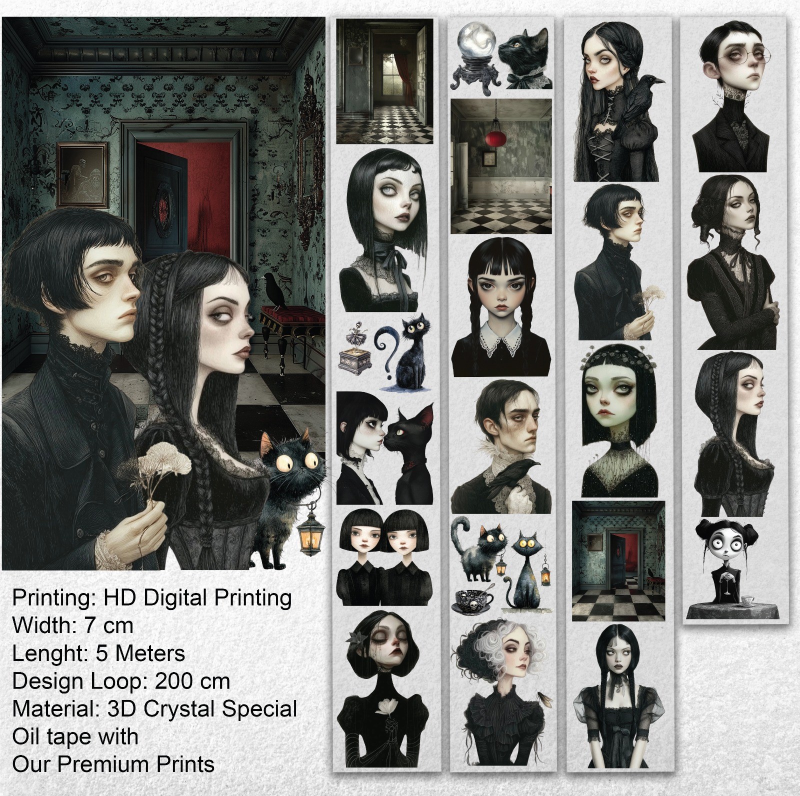 Red Room PET Tape – Gothic Scrapbooking, Journaling, Dark Aesthetic Craft – Tax Included – SRP148