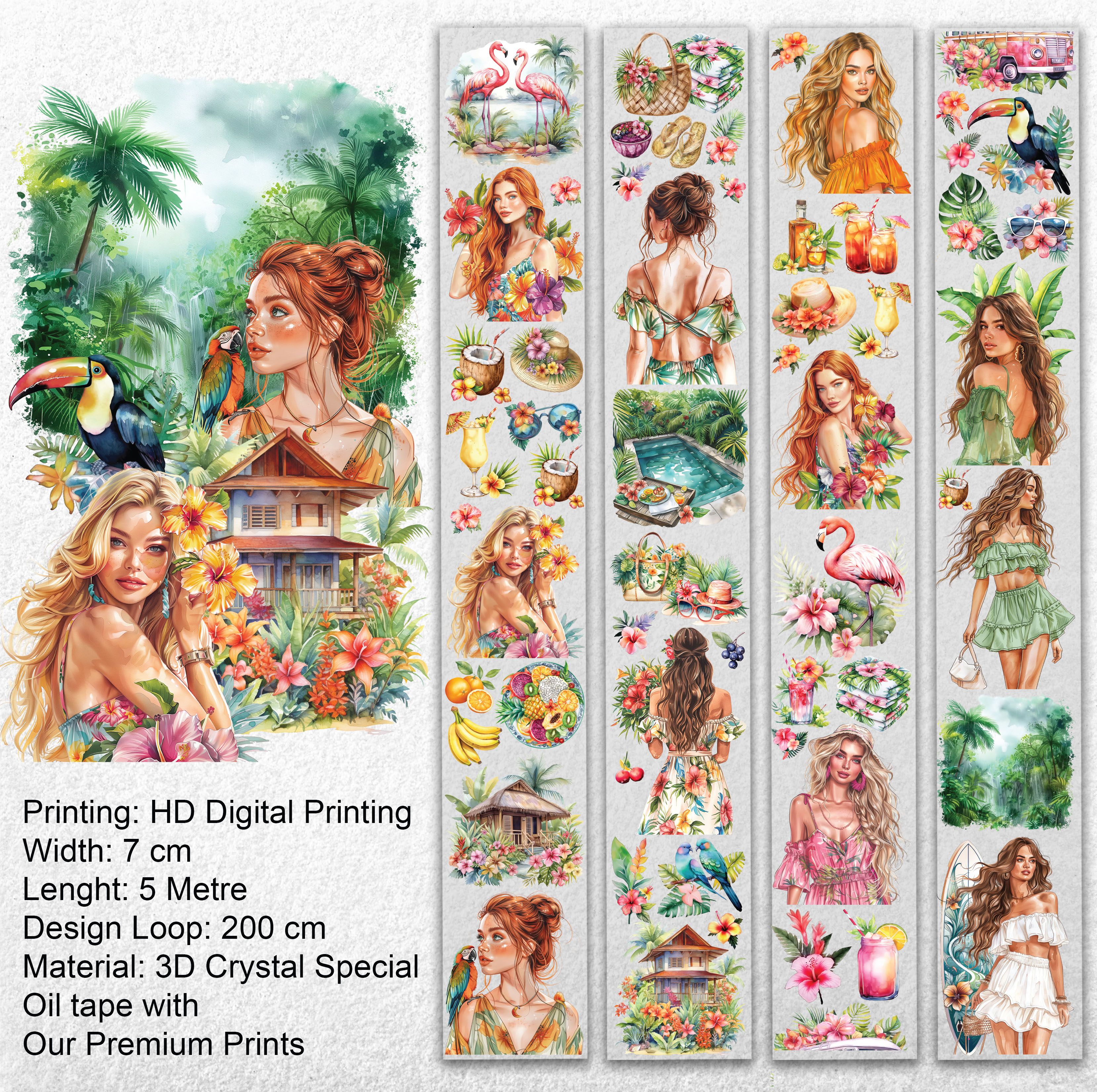 Scrapbook Tropical Paradise-3D Crystal Special Oil tape