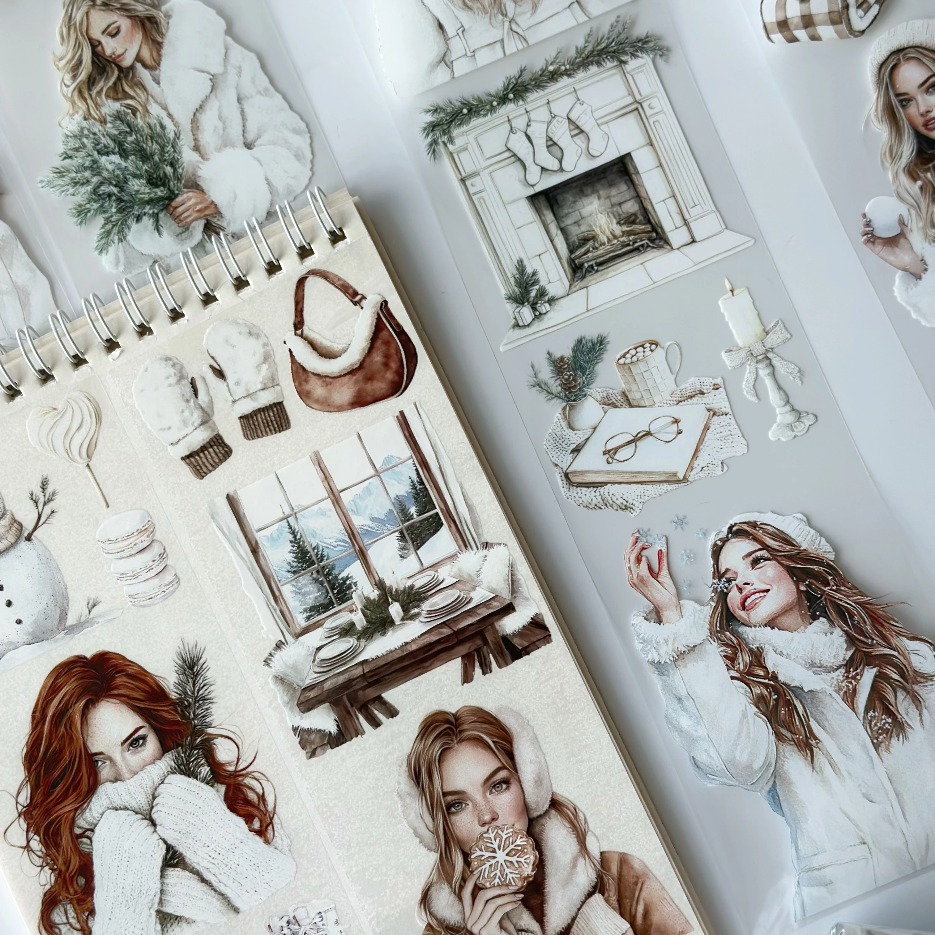 Winter Serenity Pet Tape – Cozy White Aesthetic, Winter Girl Art, Snowy Cottage Scene, Scandinavian Christmas Style, Tax Included – SRP166