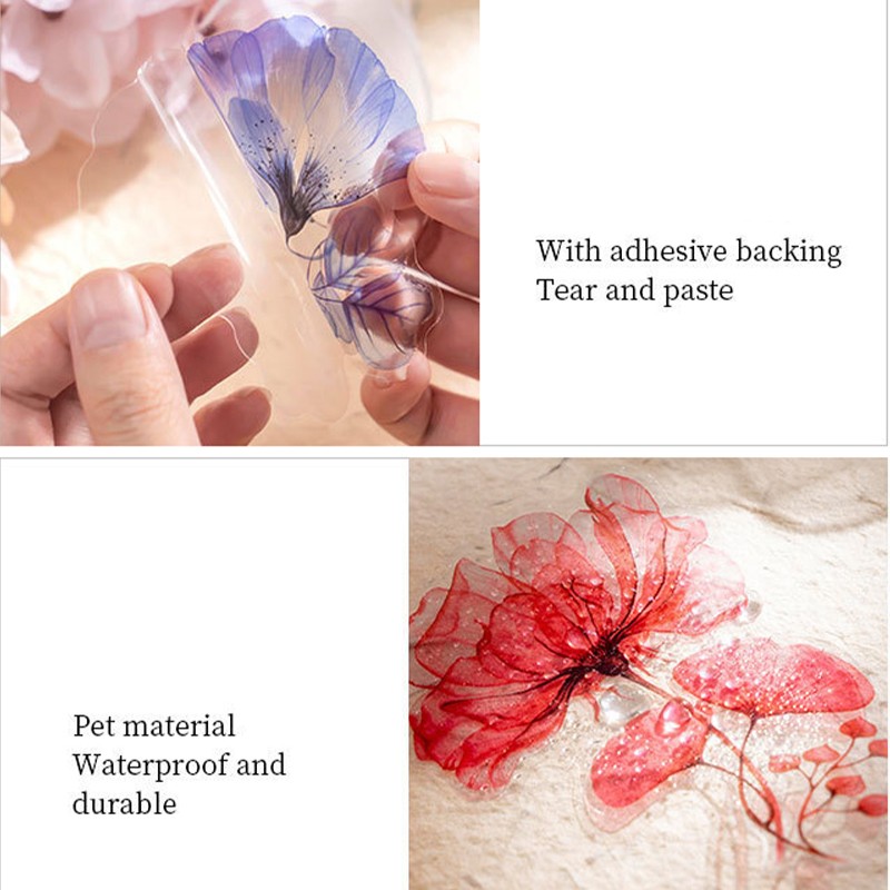 (10 Pcs) Scrapbooking Floral Pet Cyristal Sticker