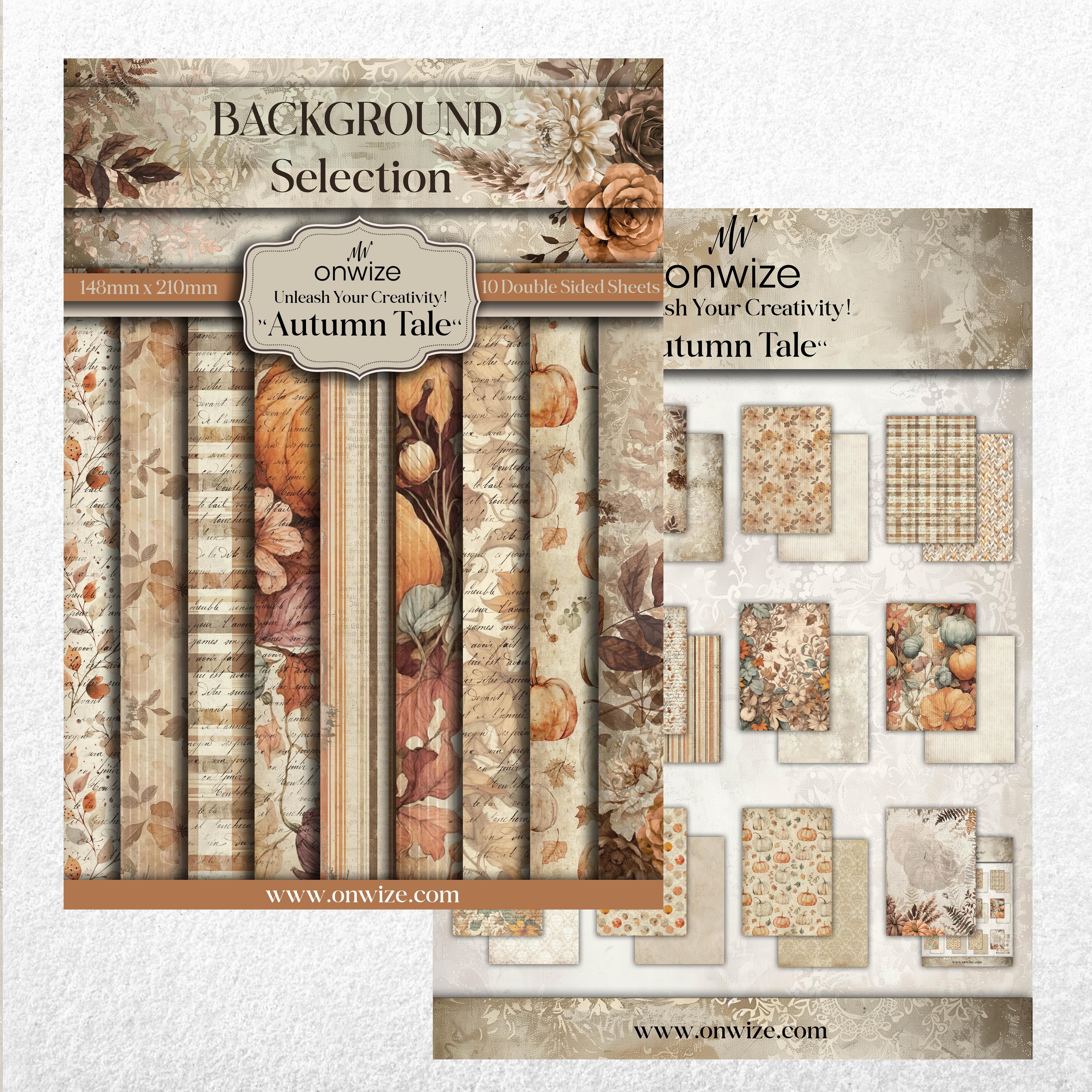 Scrapbooking 'Autumn Tale' 10 sheets 148x210mm (5"X8") 220 gsm Backgrounds Selection