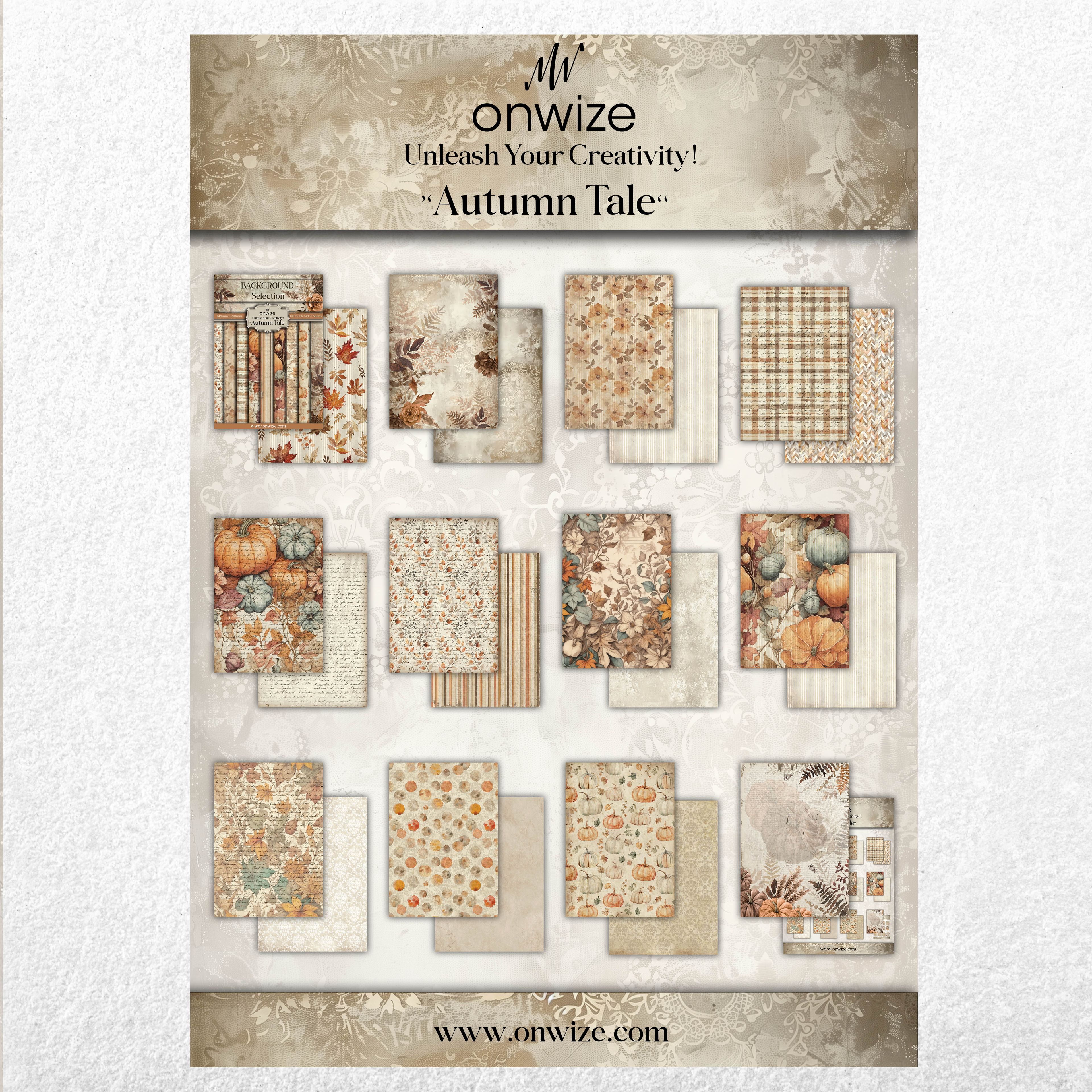 Scrapbooking 'Autumn Tale' 10 sheets 148x210mm (5"X8") 220 gsm Backgrounds Selection