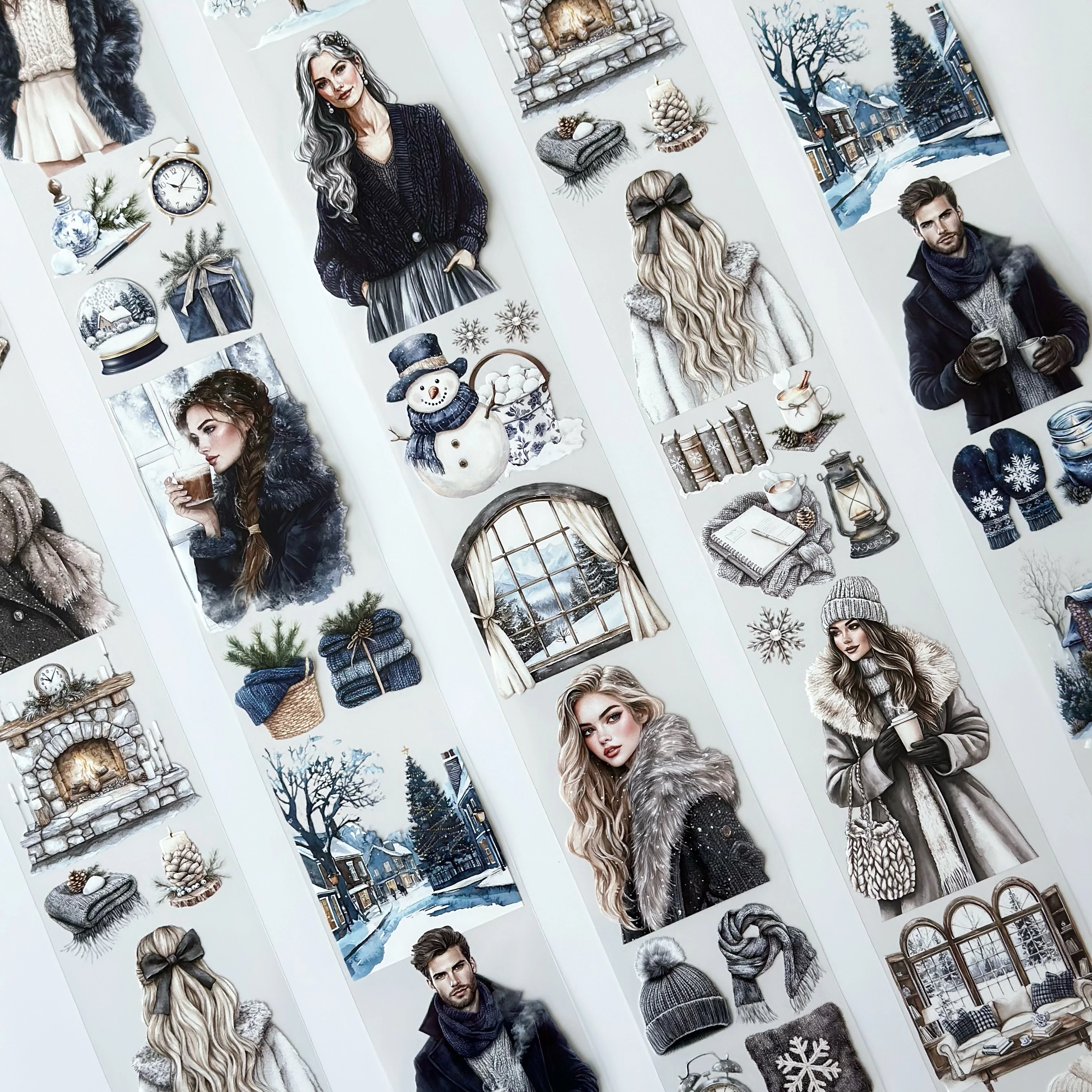 Winter Serenity Fashion Girl Pet Tape – Cozy Winter Aesthetic, Snowy Home Scene, Elegant Blue Tones, Tax Included – SRP160