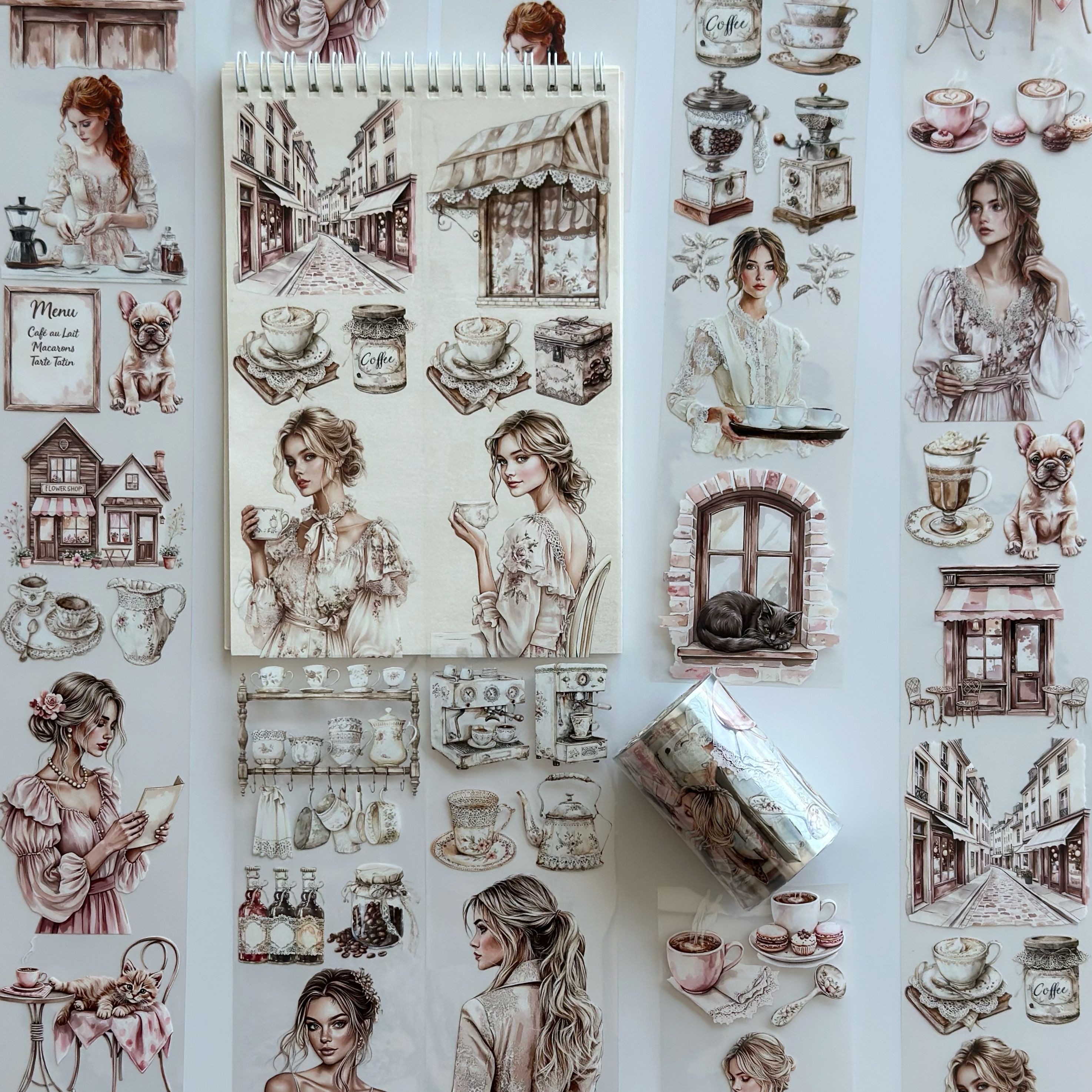 Coffee & Talk Oil PET Tape – Cozy Café Girl Scrapbook Sticker Roll – Vintage Coffee Aesthetic – SRP135