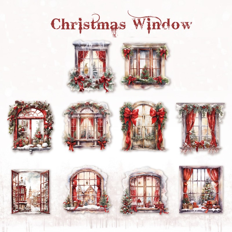 Scrapbook Christmas Christmas New Year Themed Window Sticker Set