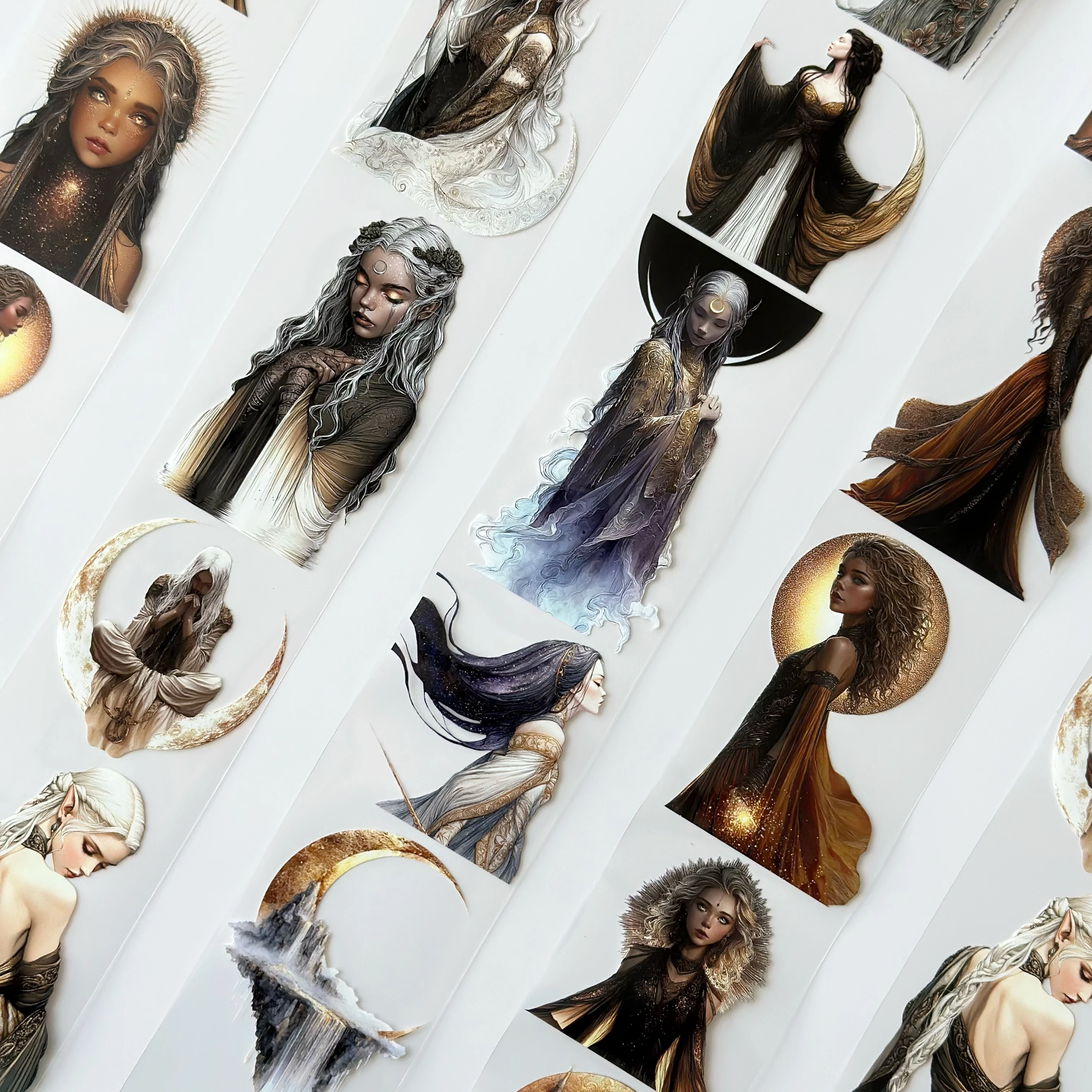 Moonlight Goddess Pet Tape – Mystic Fantasy Women, Golden Moon Aesthetic, Elegant Dark Art, Tax Included – SRP161