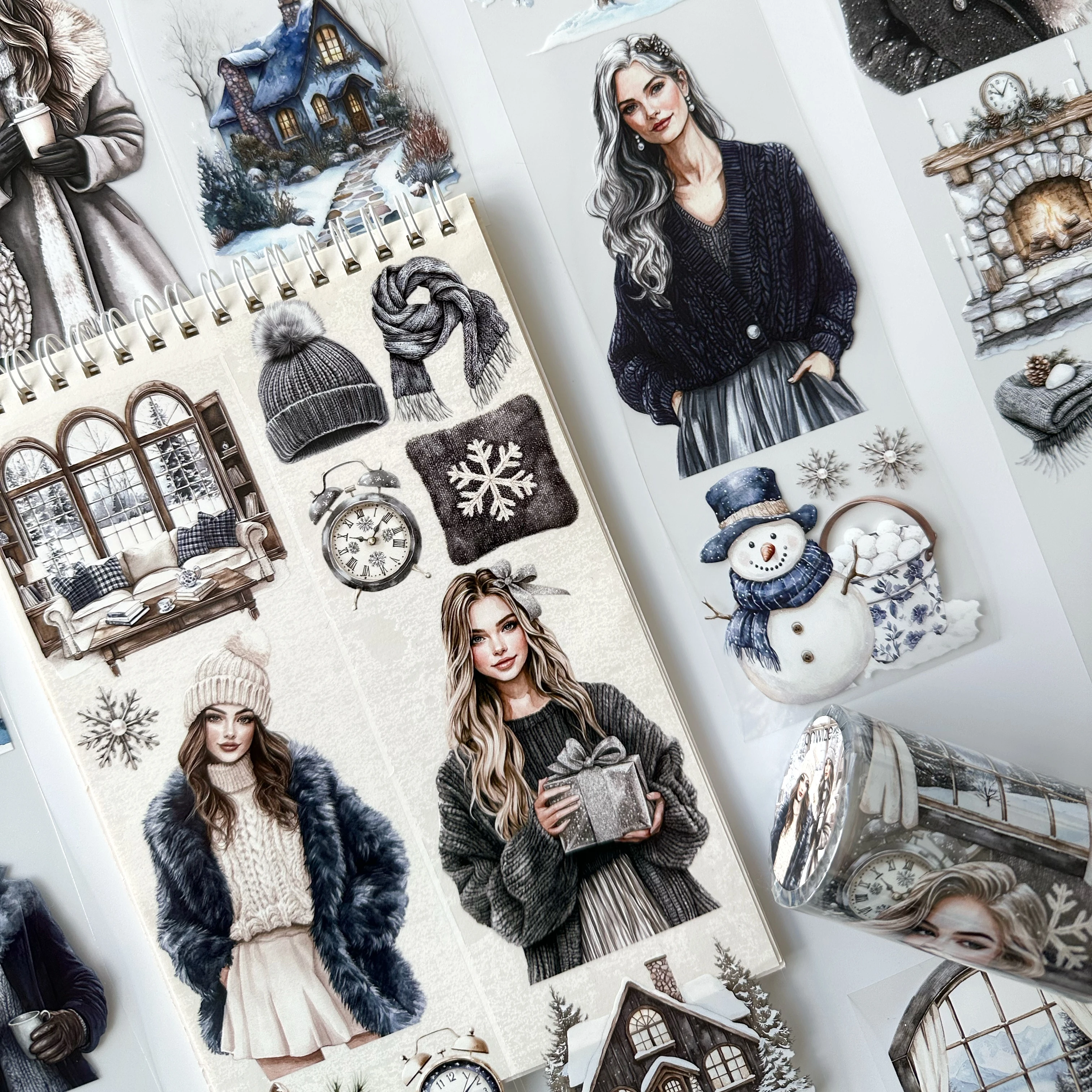 Winter Serenity Fashion Girl Pet Tape – Cozy Winter Aesthetic, Snowy Home Scene, Elegant Blue Tones, Tax Included – SRP160