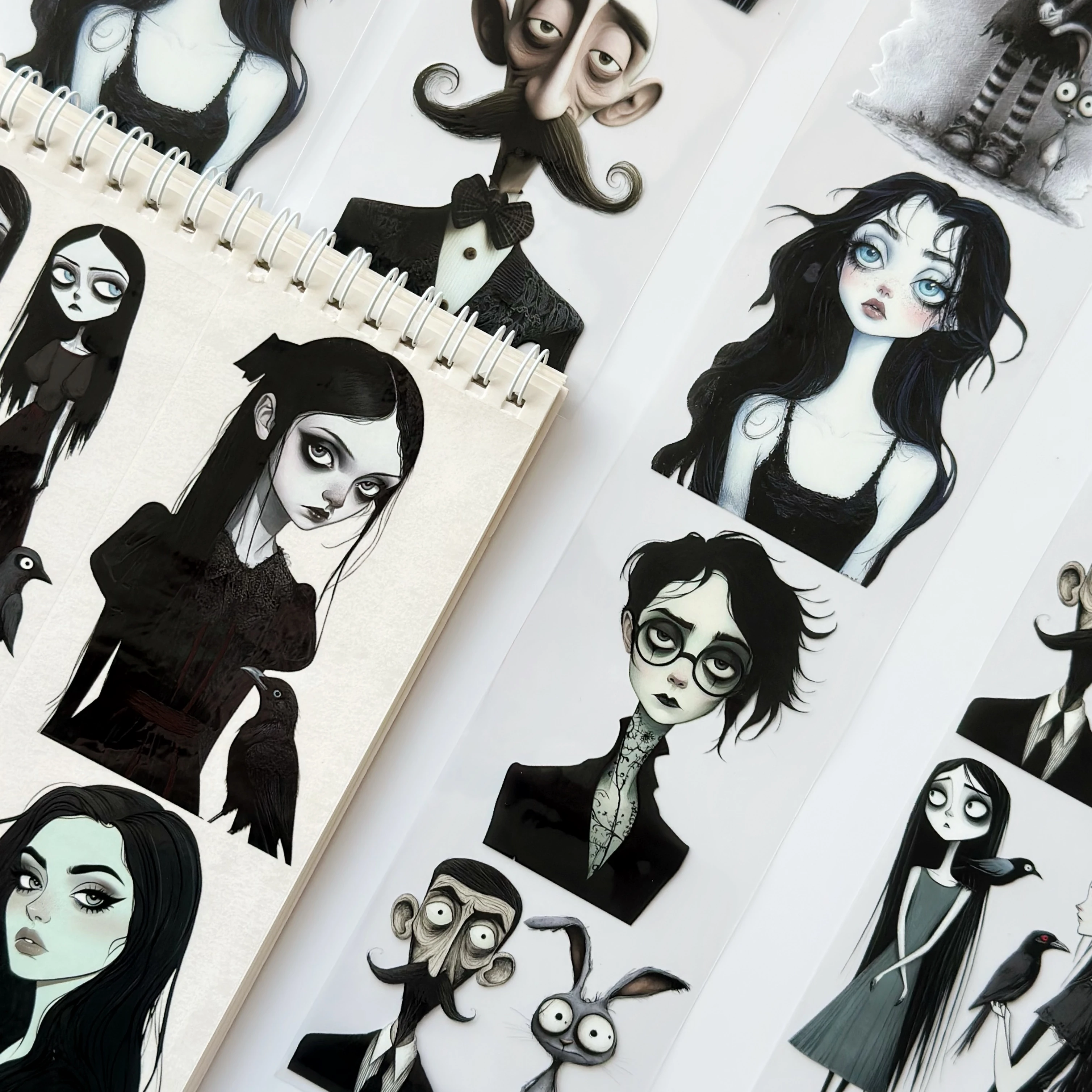 Gothic Family Pet Tape – Dark Aesthetic Characters, Tim Burton Style Art, Creepy Cute Halloween Tape, Tax Included – SRP163