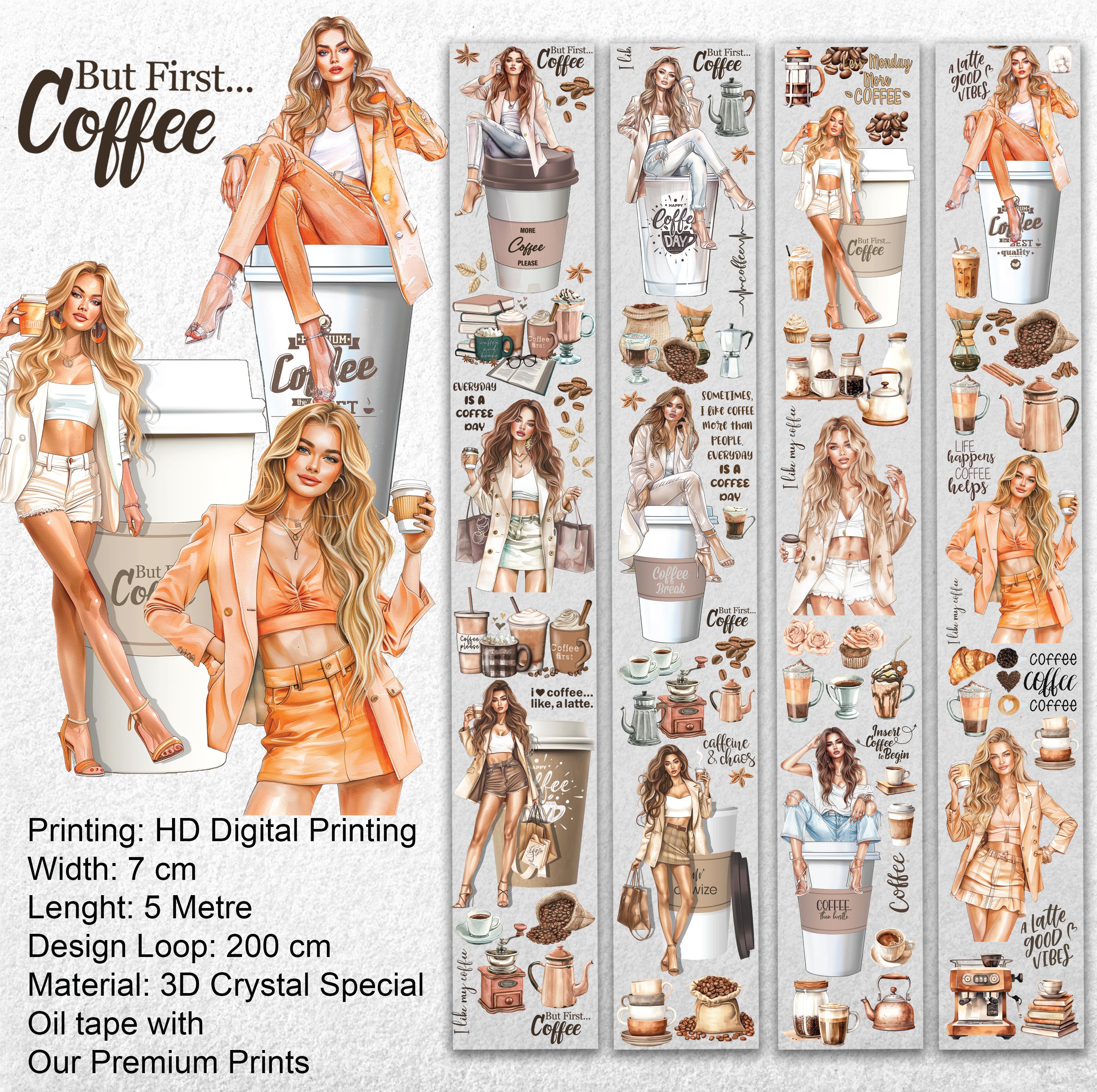 Scrapbook But First Coffee-3D Crystal Special Oil tape