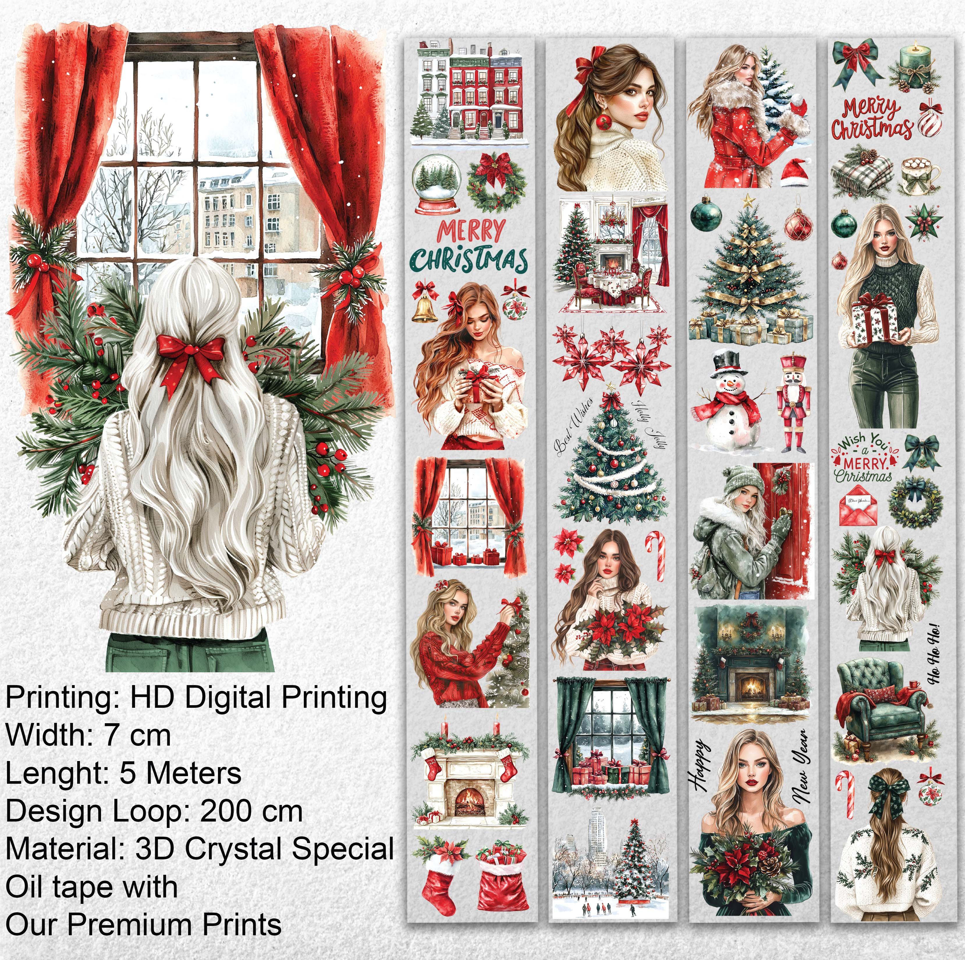 Scrapbook Happy Christmas Day -3D Crystal Special Oil tape