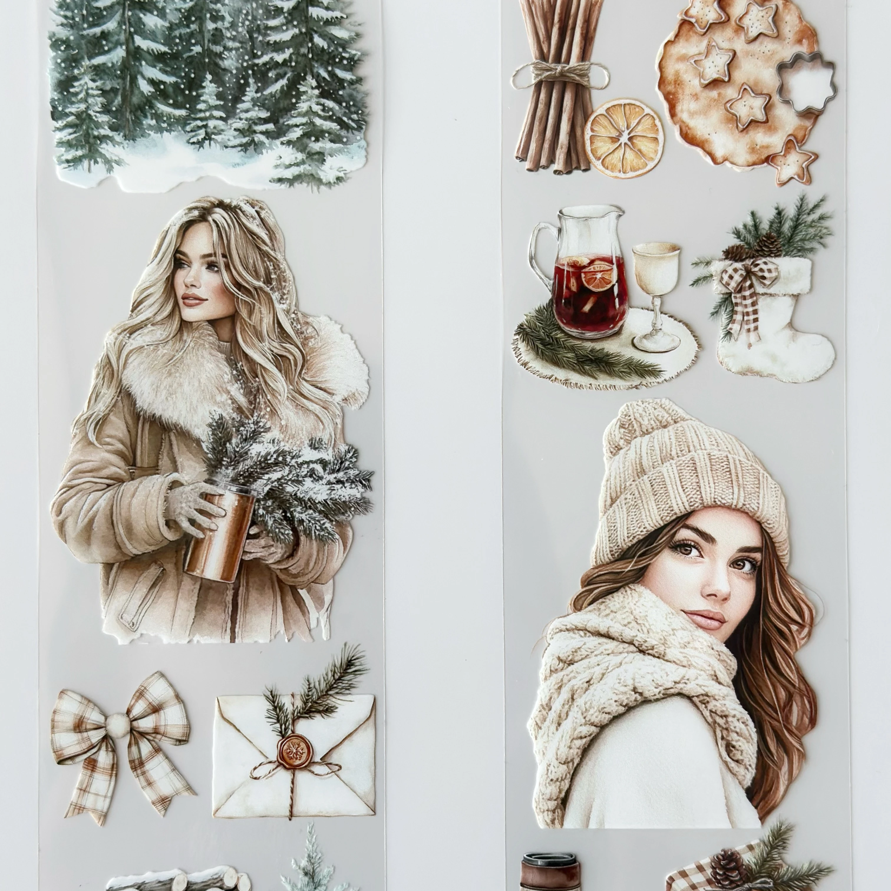 Winter Serenity Pet Tape – Cozy White Aesthetic, Winter Girl Art, Snowy Cottage Scene, Scandinavian Christmas Style, Tax Included – SRP166