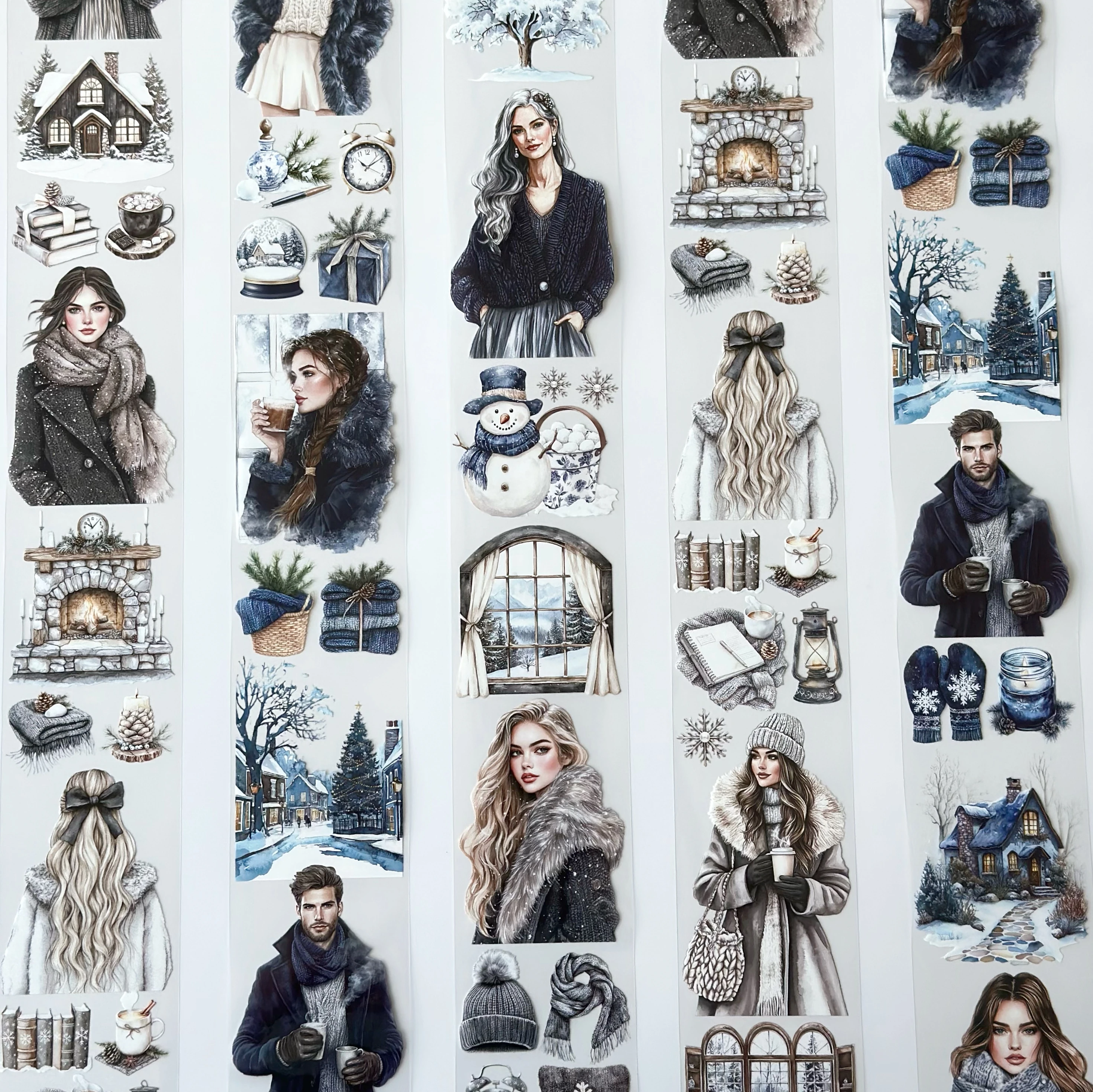 Winter Serenity Fashion Girl Pet Tape – Cozy Winter Aesthetic, Snowy Home Scene, Elegant Blue Tones, Tax Included – SRP160
