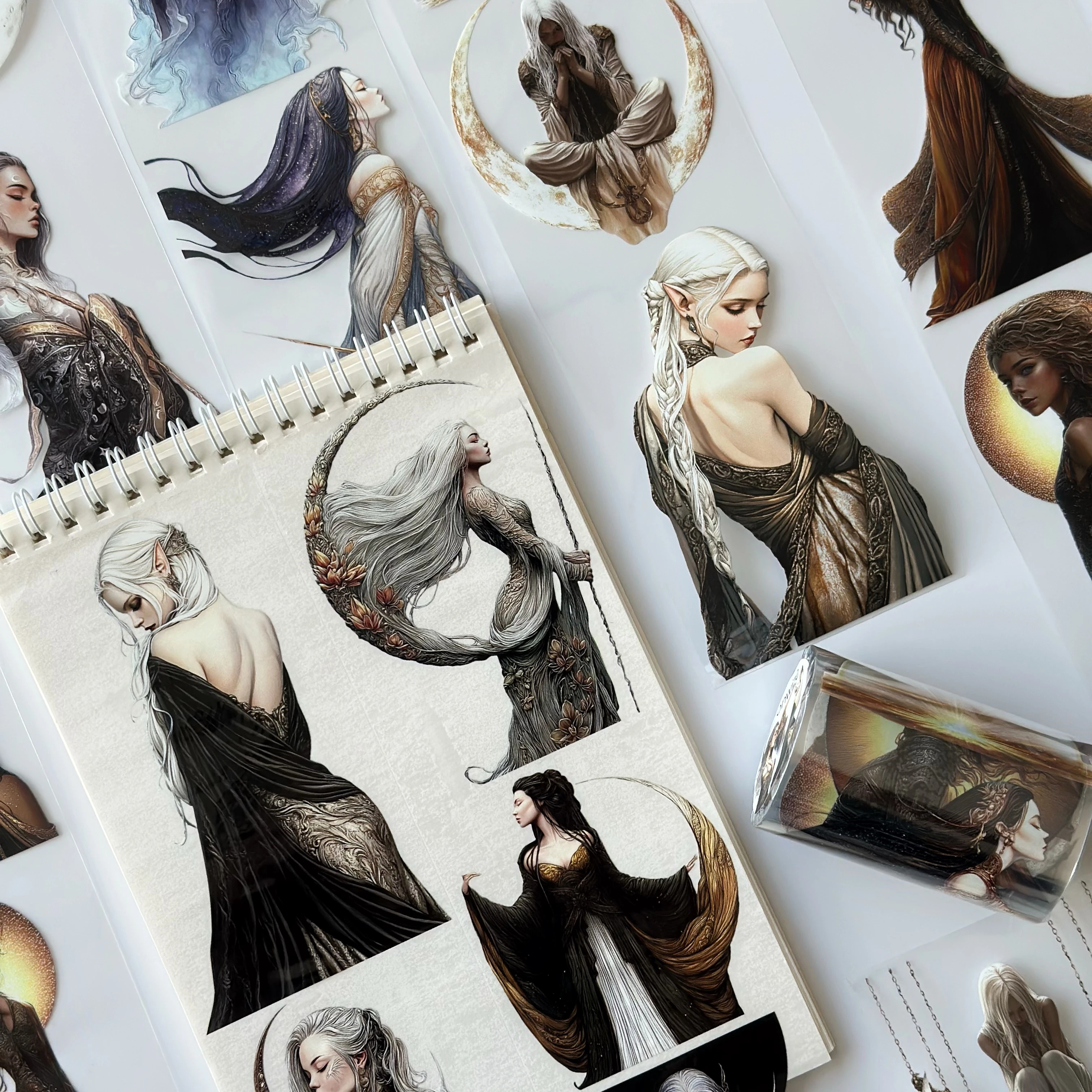 Moonlight Goddess Pet Tape – Mystic Fantasy Women, Golden Moon Aesthetic, Elegant Dark Art, Tax Included – SRP161