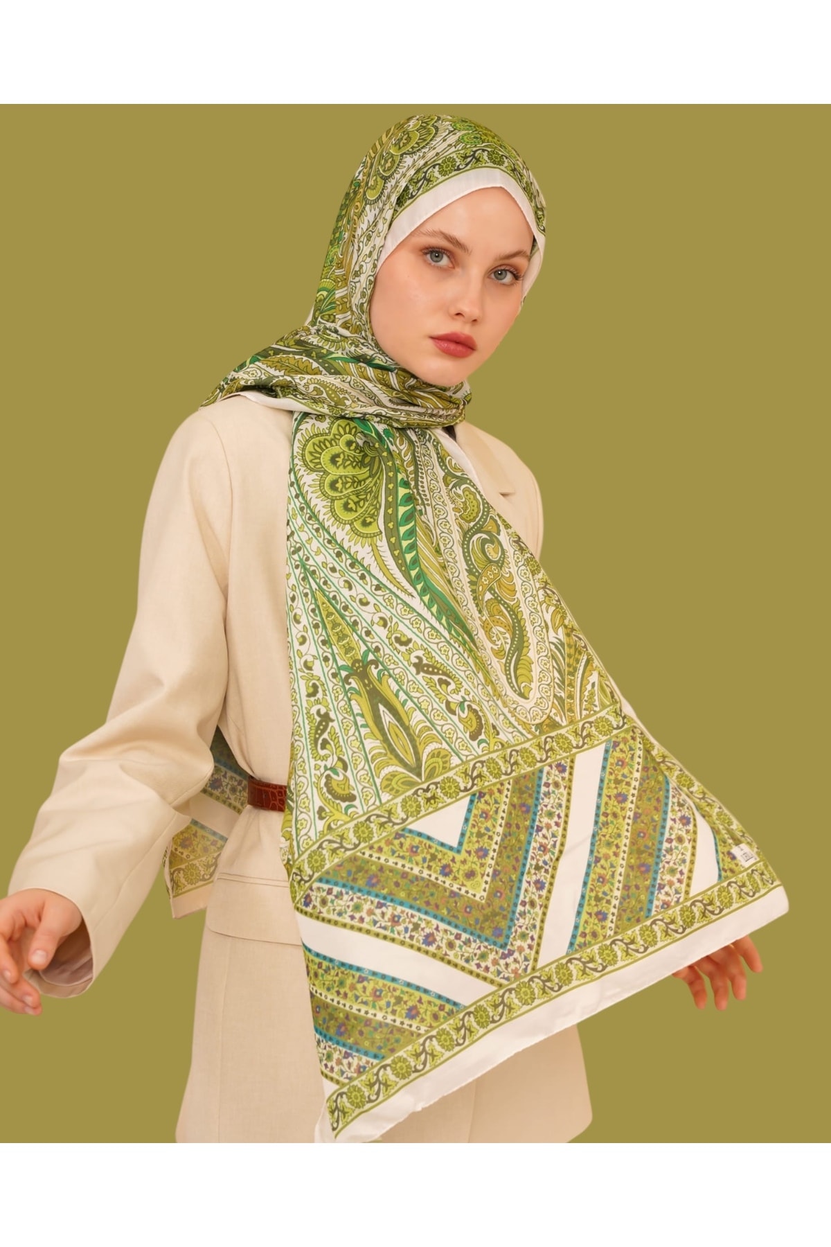 Soft Cotton Şal - haki