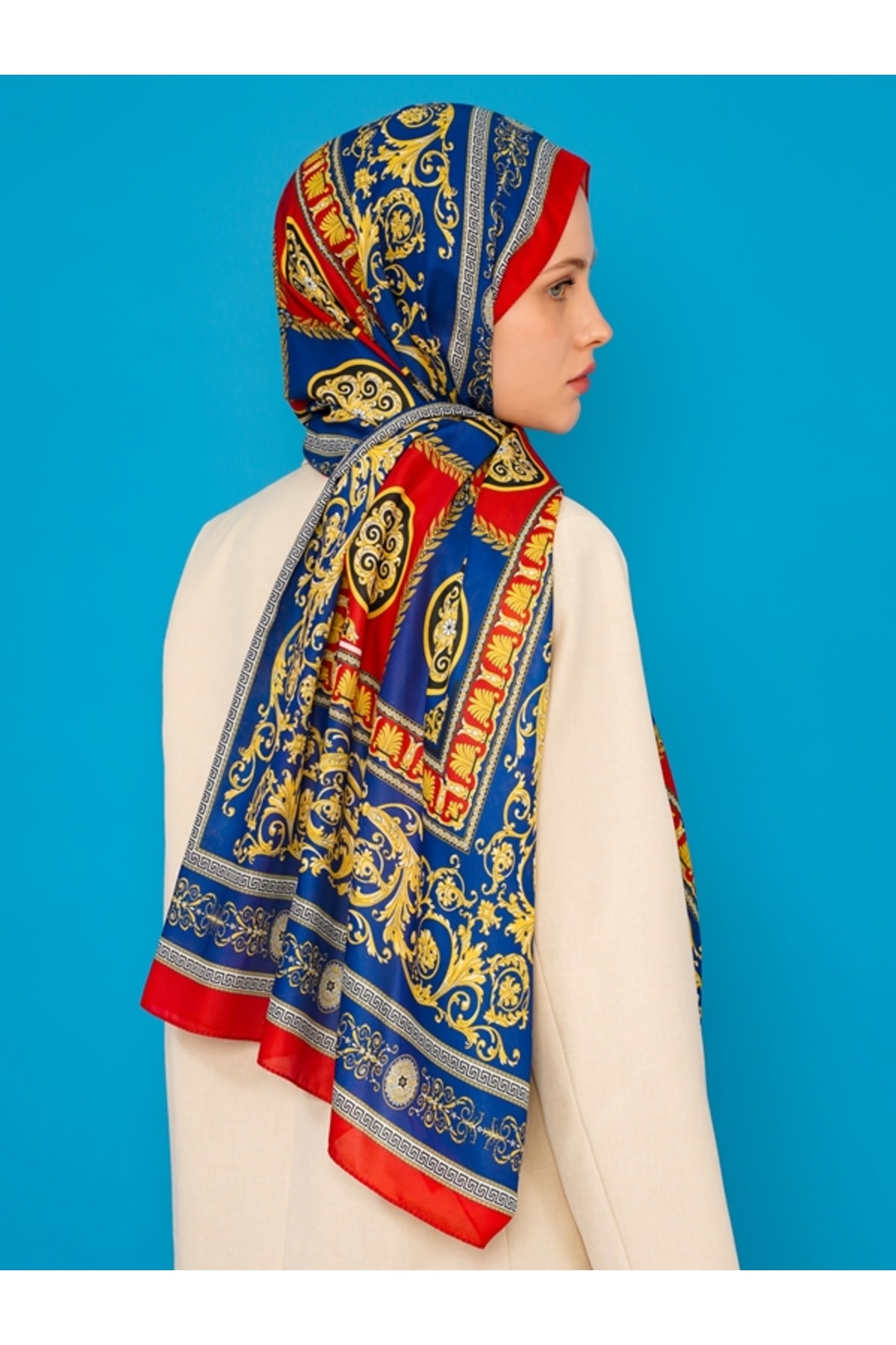 Soft Cotton Etnik Desen Kırmızı Şal