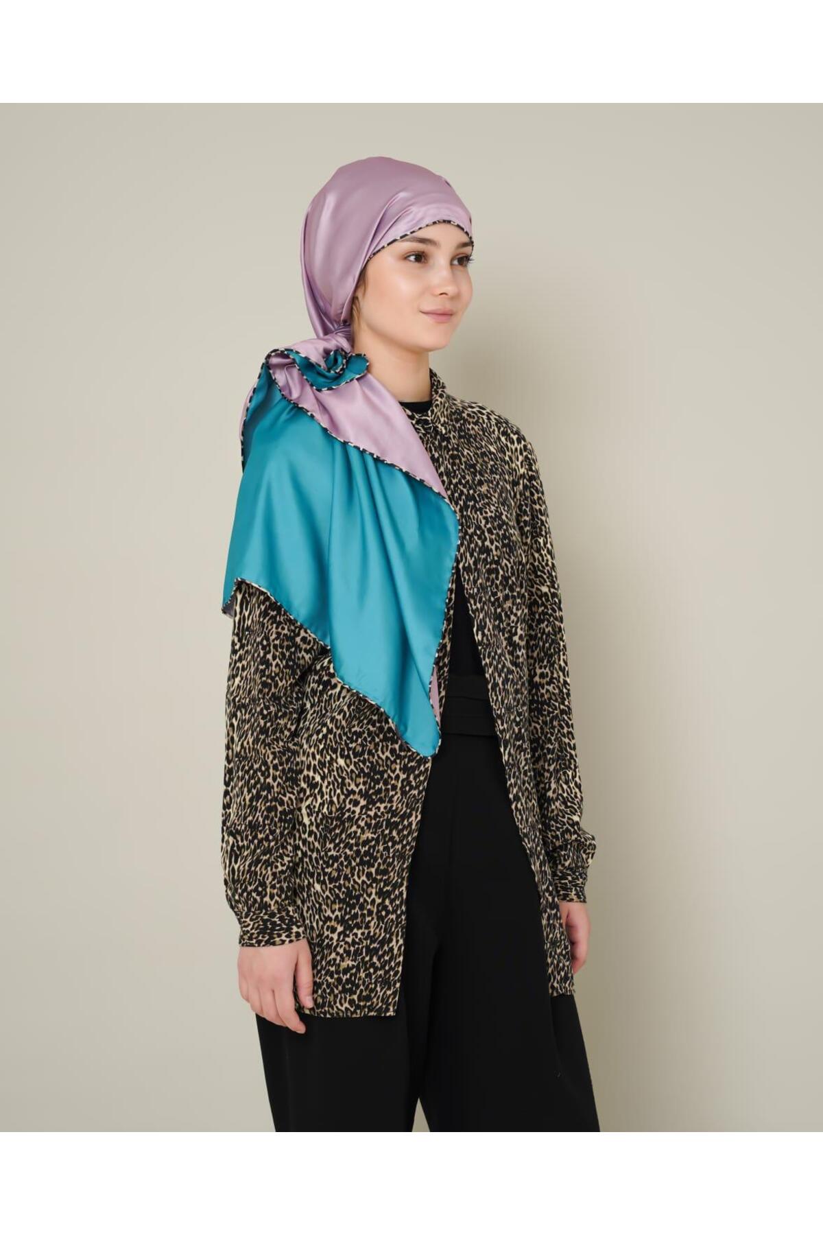 Leila Çift Taraflı Eşarp - mavi lila