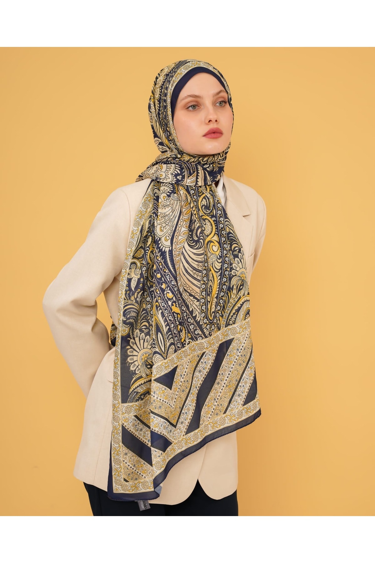 Soft Cotton Şal - lacivert