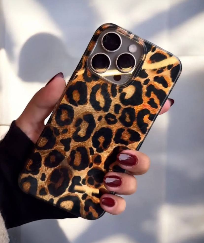Leopar Parlak Telefon Kılıfı