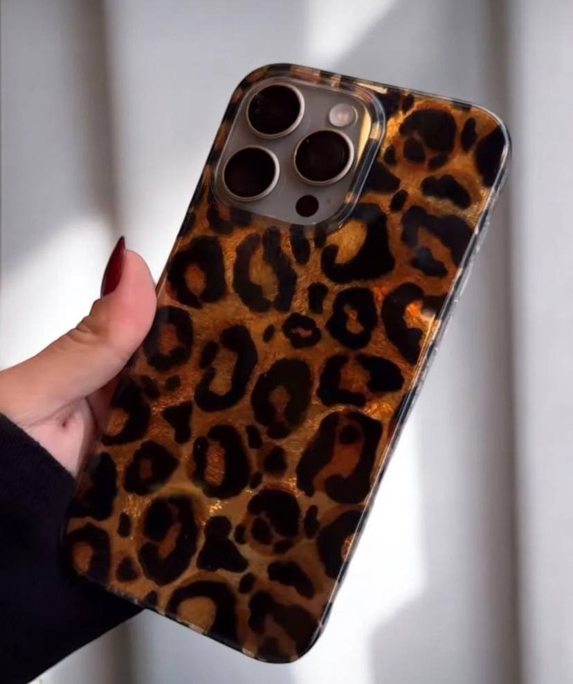 Leopar Parlak Telefon Kılıfı