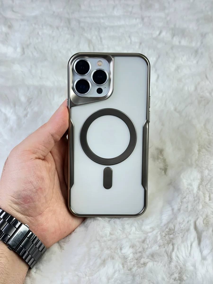 Lux Magsafe Şeffaf Telefon Kılıfı - Titanyum gri