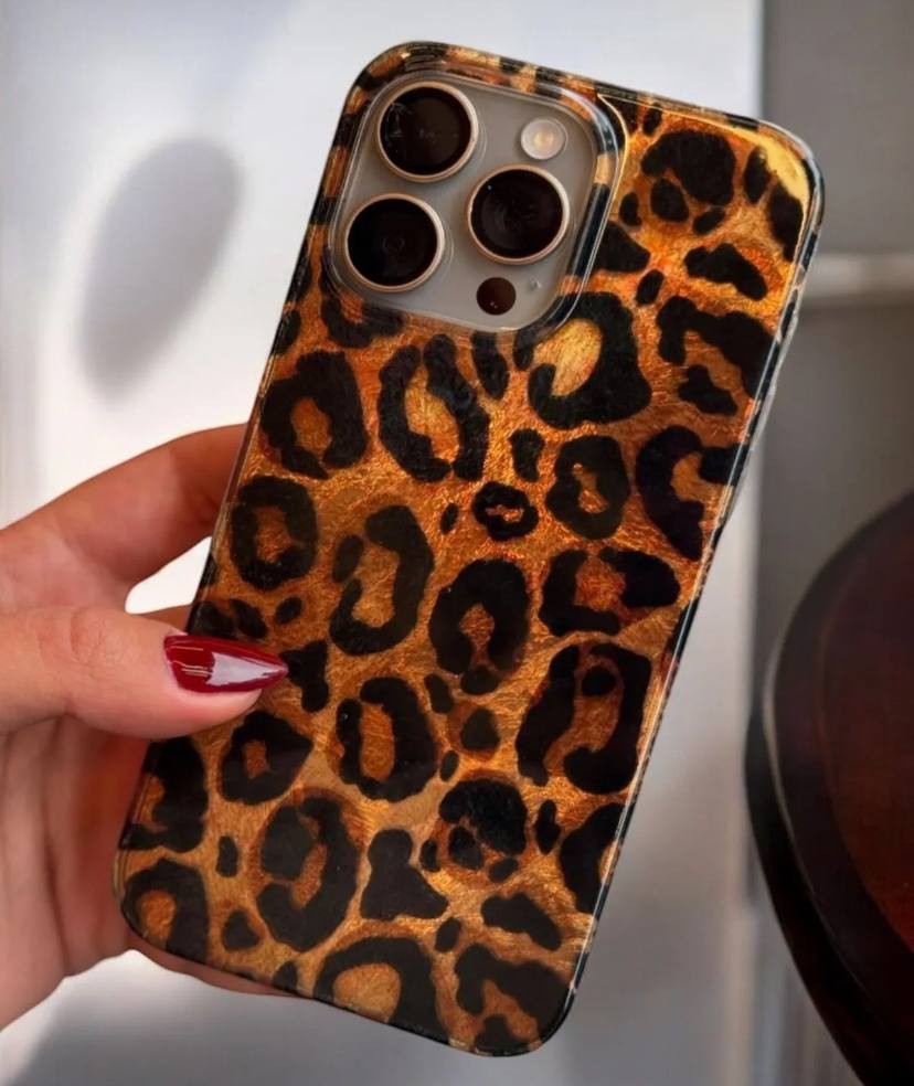 Leopar Parlak Telefon Kılıfı