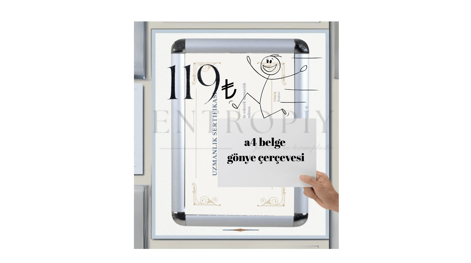  Entropiy  A4  Display  Belge Çerçeve -  21x30 Aç Kapa Ofis İşyeri Kurum Sertifika Poster Diploma Afiş Reklam Sergi Çerçevesi  -Duvar Dekoruna Uygun  - 1