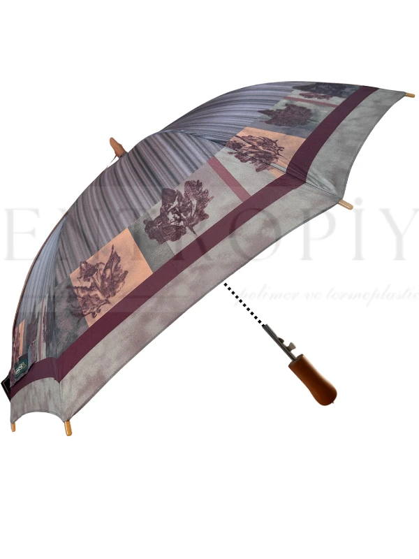 April Snotline Kadın Yağmur Şemsiyesi – Omuz Askılı, Ahşap Saplı, Fiber Çelik Gövdeli, Su Geçirmez Kumaş, Rüzgar Dayanıklı, Otomatik Açma Mekanizması, Şık Desen Seçenekleri