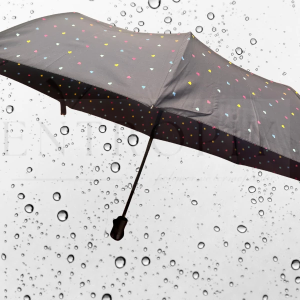 ROTA - 1.Kalite Kadın Otomatik Şemsiye – Kılıflı, Fiber Telli, Rüzgara Dayanıklı , Su İtici Kaliteli Kumaş, Hafif ve Dayanıklı Yağmur Şemsiyesi - SİYAH SARI NOKTA DESEN APRIL SNOTLINE