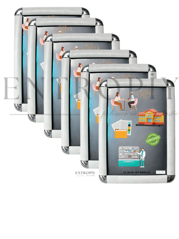 A4 Display İşyeri Belge Çerçevesi - 21x30  Aç Kapa Özellikli - Rondo Bağlantılı Afiş Sertifika  Poster 