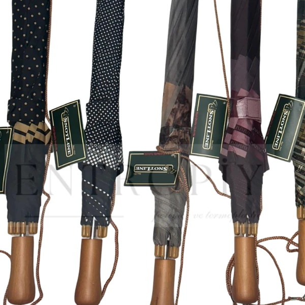 April Snotline Kadın Yağmur Şemsiyesi – Omuz Askılı, Ahşap Saplı, Fiber Çelik Gövdeli, Su Geçirmez Kumaş, Rüzgar Dayanıklı, Otomatik Açma Mekanizması, Şık Desen Seçenekleri