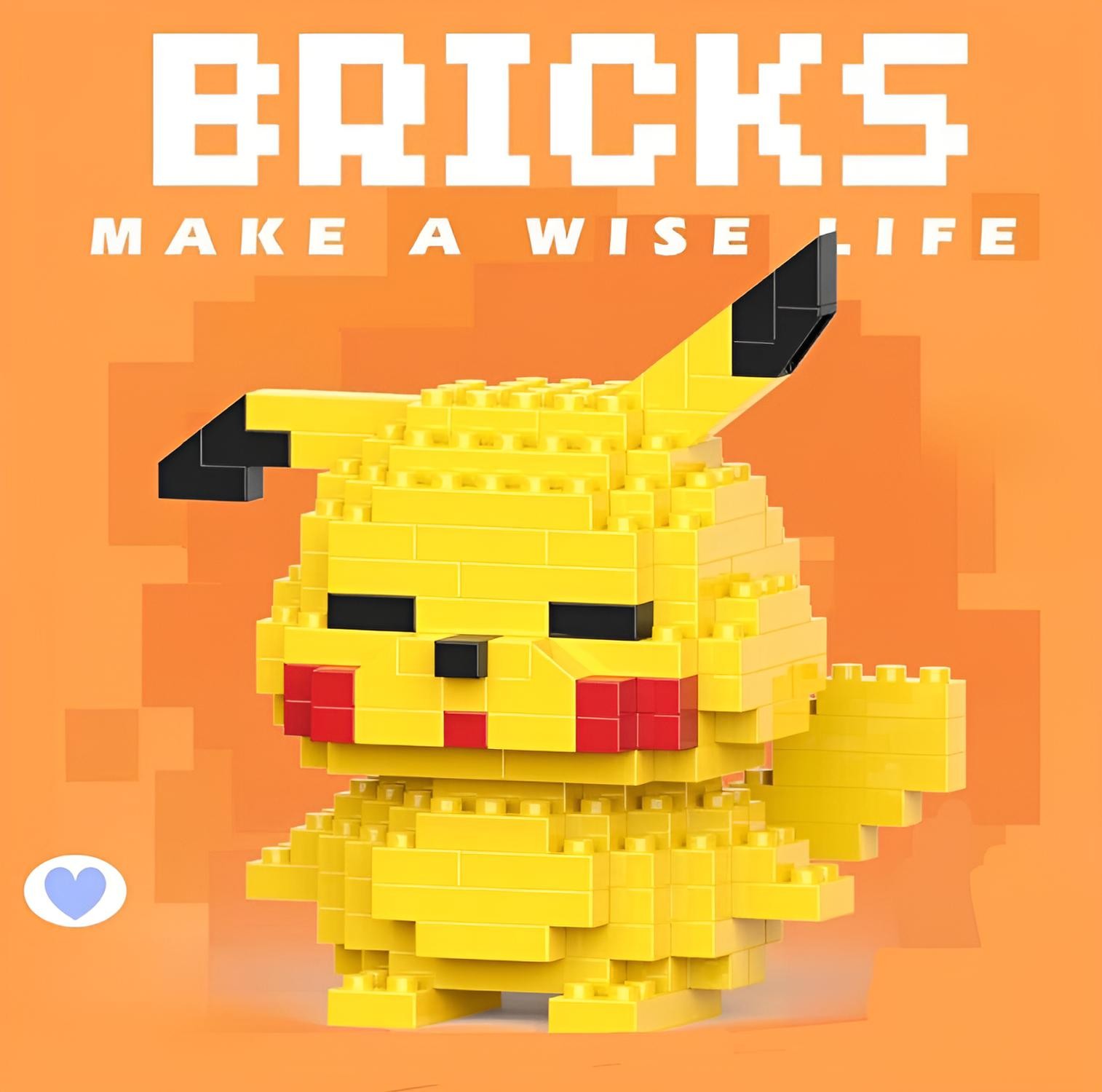 Bricks 3D Yapboz Puzzle / Pikachu Sevimli Figür / Eğlenceli Setler / Hobi+