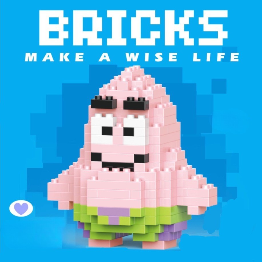 Bricks 3D Yapboz Puzzle / Patrick Sevimli Figür / Eğlenceli Setler / Hobi+