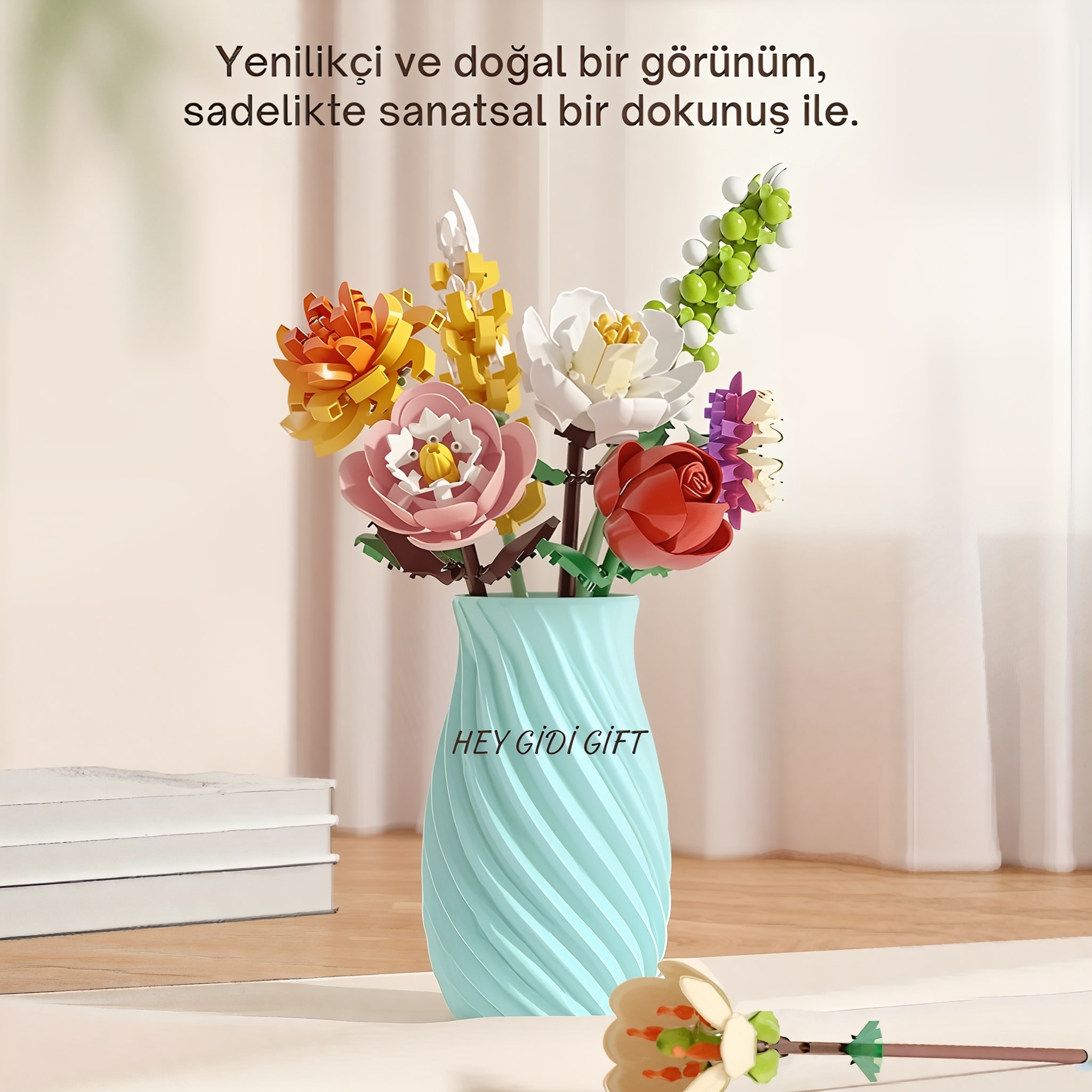  Botanical Mini Çicek Lego Seti - Dekoratif Çiçek Yapım Seti - Dekoratif Ev & Ofis Süsü | Hediyelik
