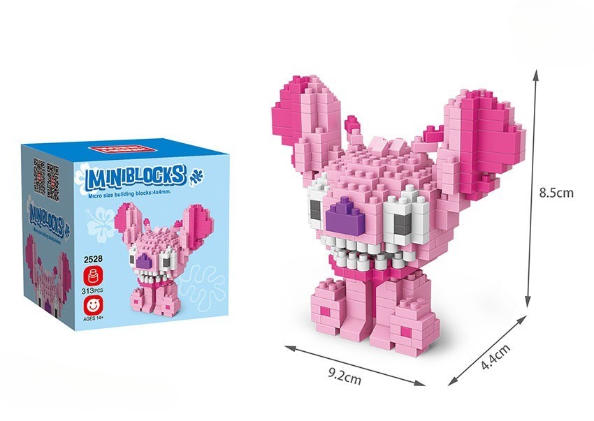  Bricks 3D Yapboz Puzzle / Stitch - Angel Sevimli Figür / Eğlenceli 2'Li Set / Hobi+