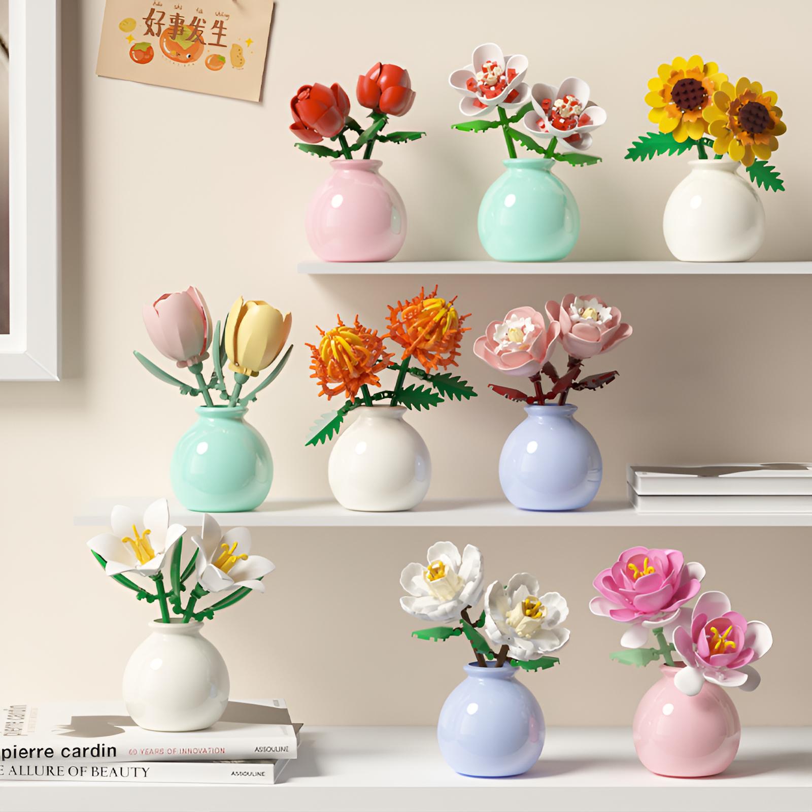 Botanical Mini Çicek Lego Seti - Dekoratif Çiçek Yapım Seti - Dekoratif Ev & Ofis Süsü | Hediyelik