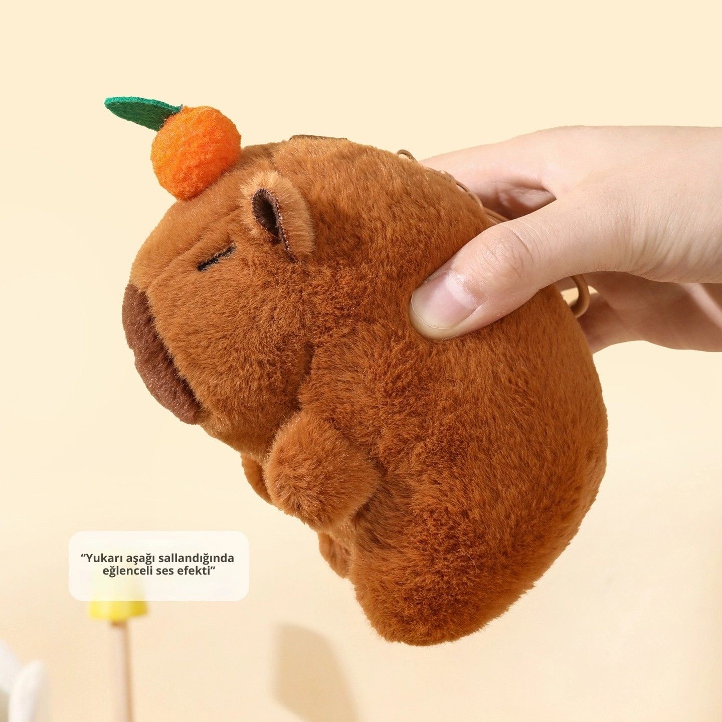 Salladıkça Ses Çıkartan Sevimli Kapibara Peluş / İçi Yumuşak / Peluş Anahtarlık / Yüksek Kalite
