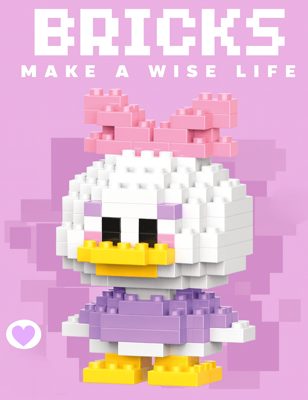 Bricks 3D Yapboz Puzzle / Daisy Duck Sevimli Figür / Eğlenceli Setler / Hobi+