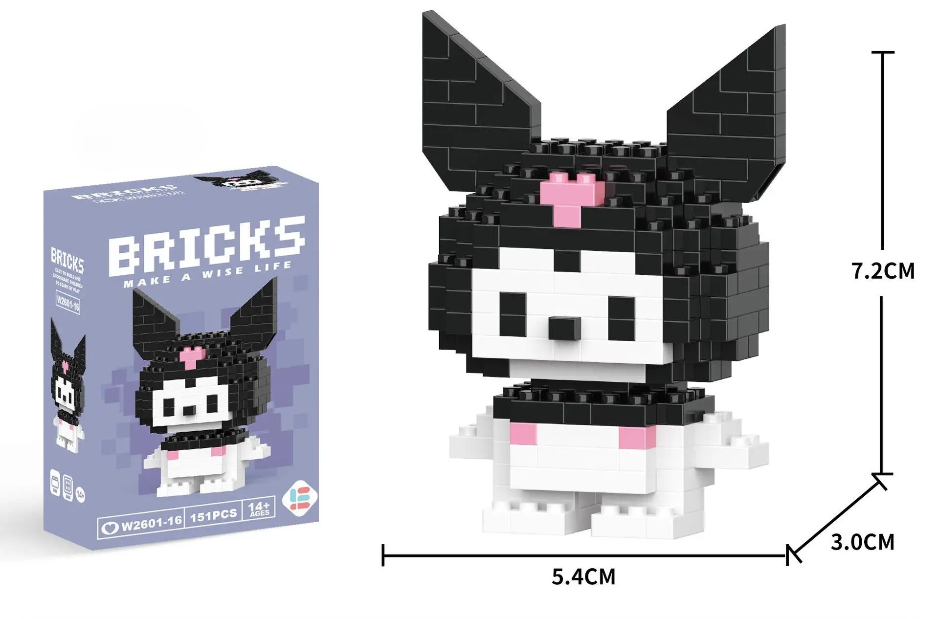 Bricks 3D Yapboz Puzzle / Kuromi Sevimli Figür / Eğlenceli Setler / Hobi+