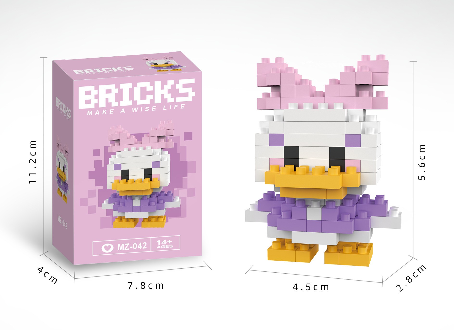 Bricks 3D Yapboz Puzzle / Daisy Duck Sevimli Figür / Eğlenceli Setler / Hobi+