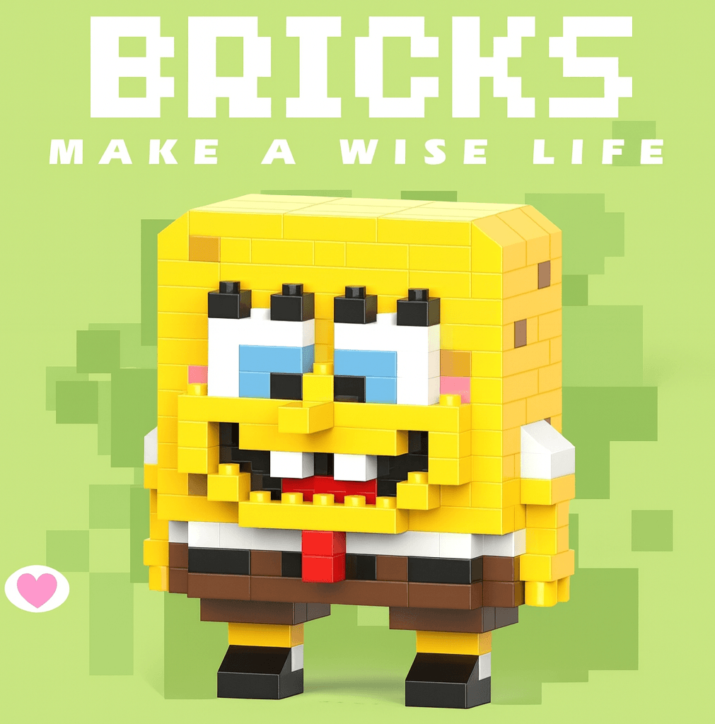 Bricks 3D Yapboz Puzzle / Sünger Bob Sevimli Figür / Eğlenceli Setler / Hobi+